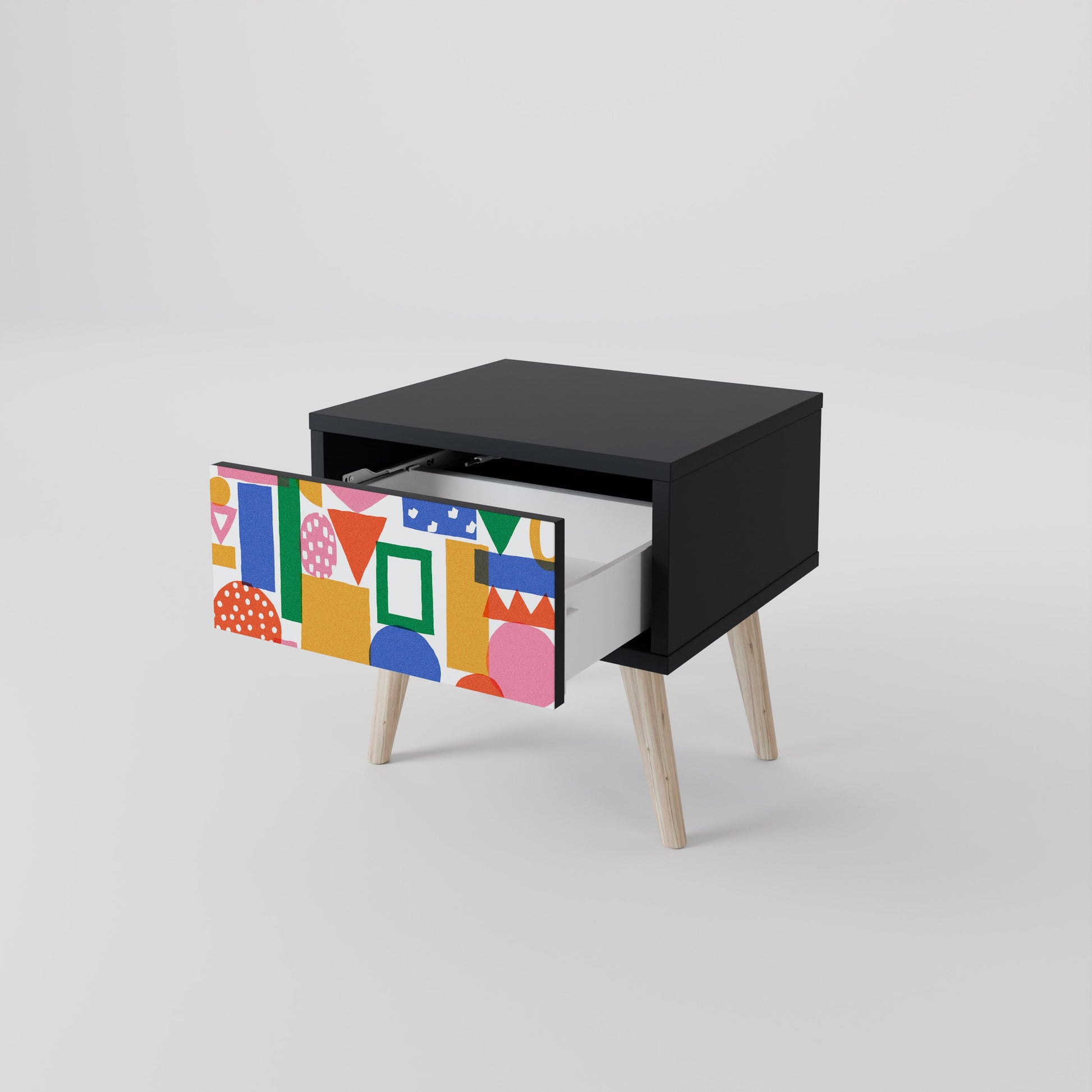 Table de chevet GEOMETRIC GLIMMER en finition noire