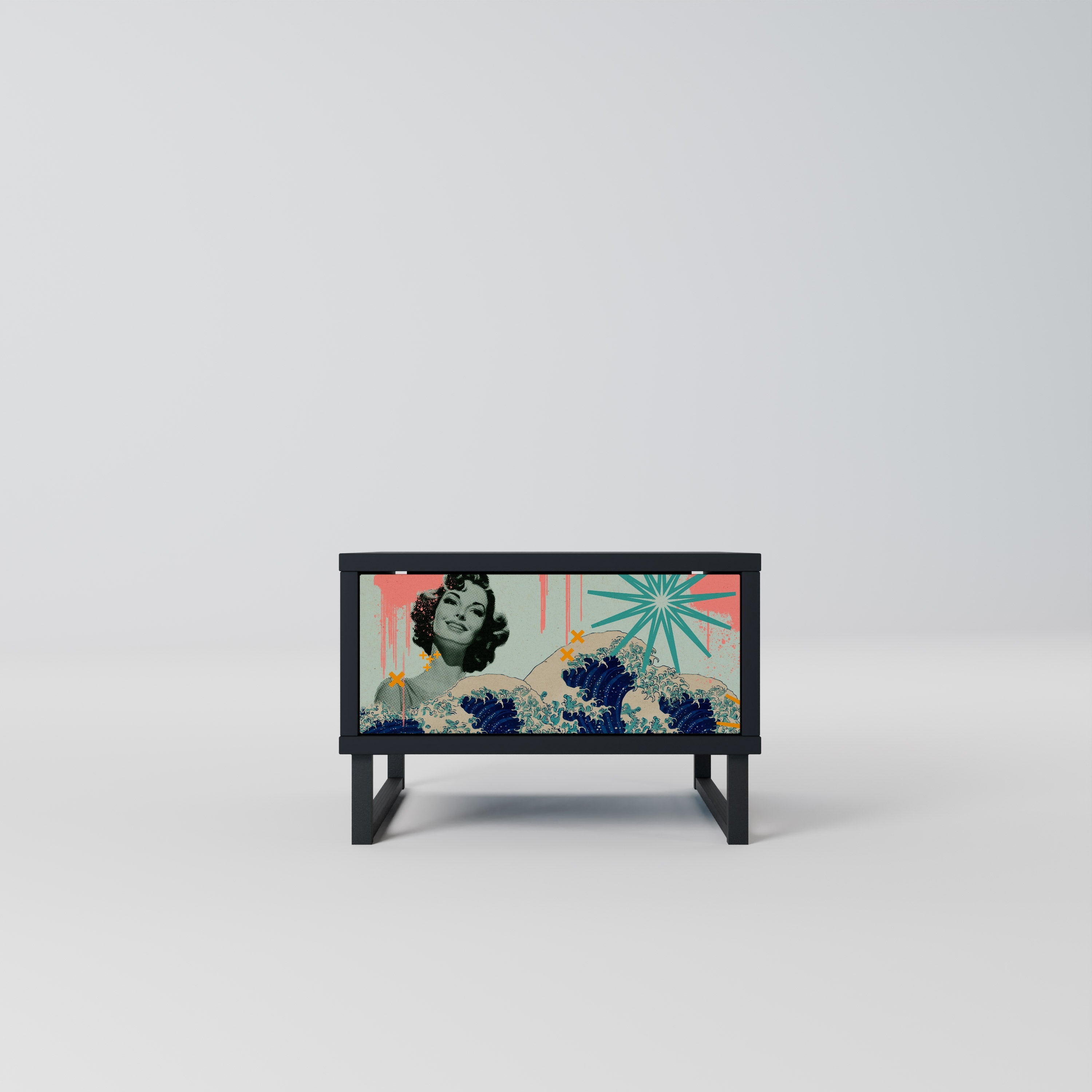 Table de chevet KANAGAWA BEAUTY en finition noire