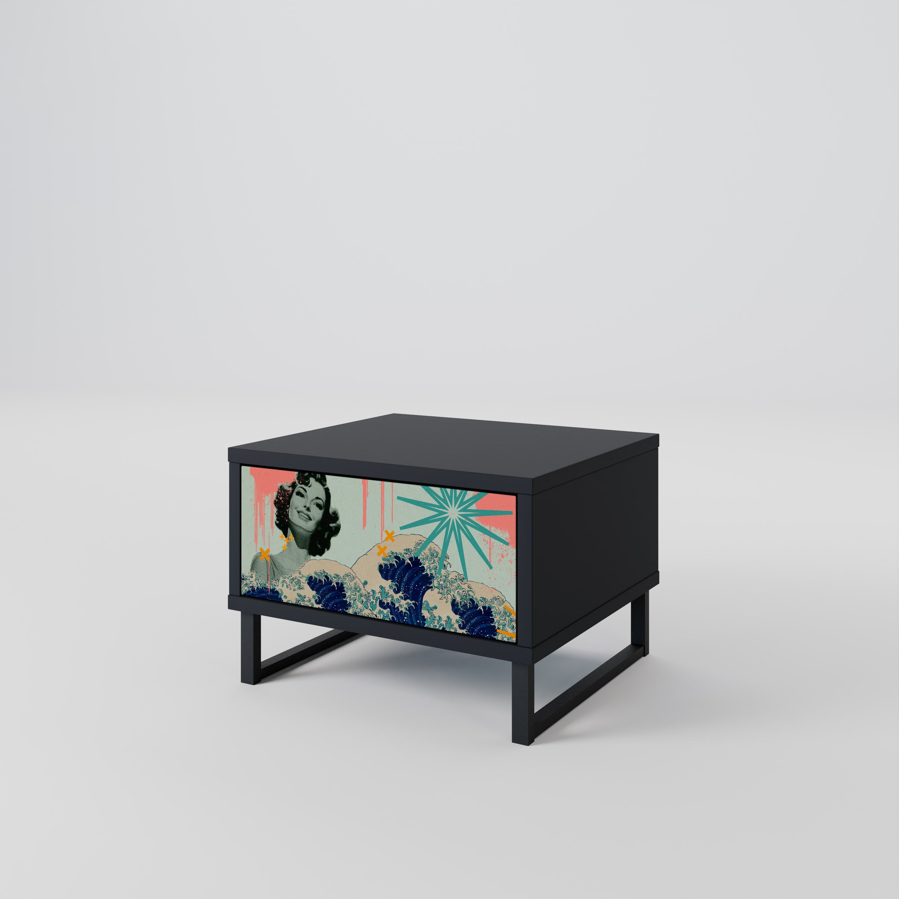 KANAGAWA BEAUTY Nightstand in Black Finish