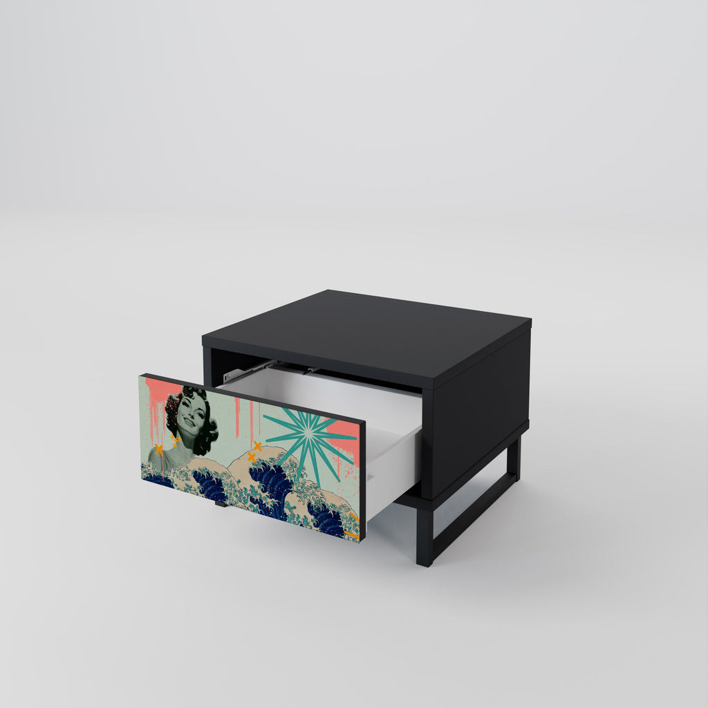 Table de chevet KANAGAWA BEAUTY en finition noire