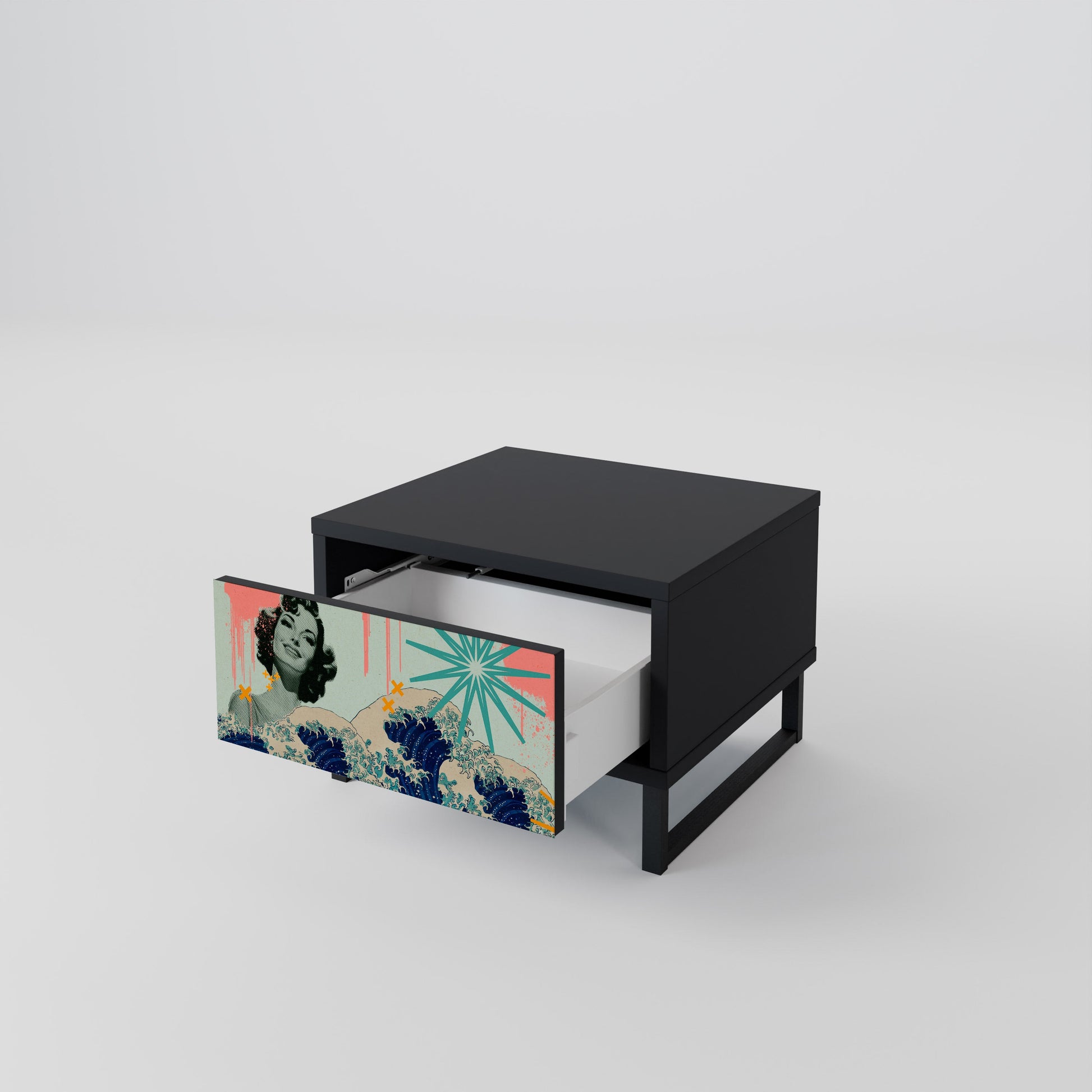Table de chevet KANAGAWA BEAUTY en finition noire