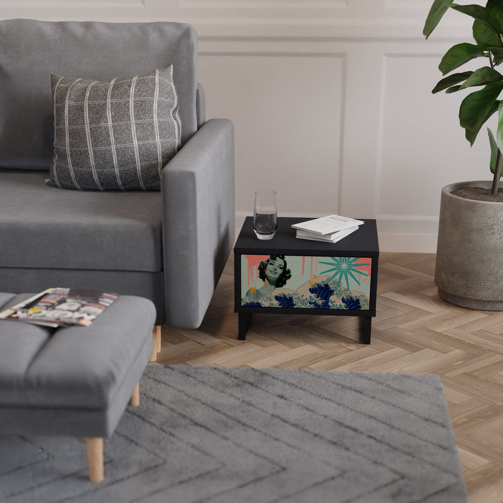 Table de chevet KANAGAWA BEAUTY en finition noire