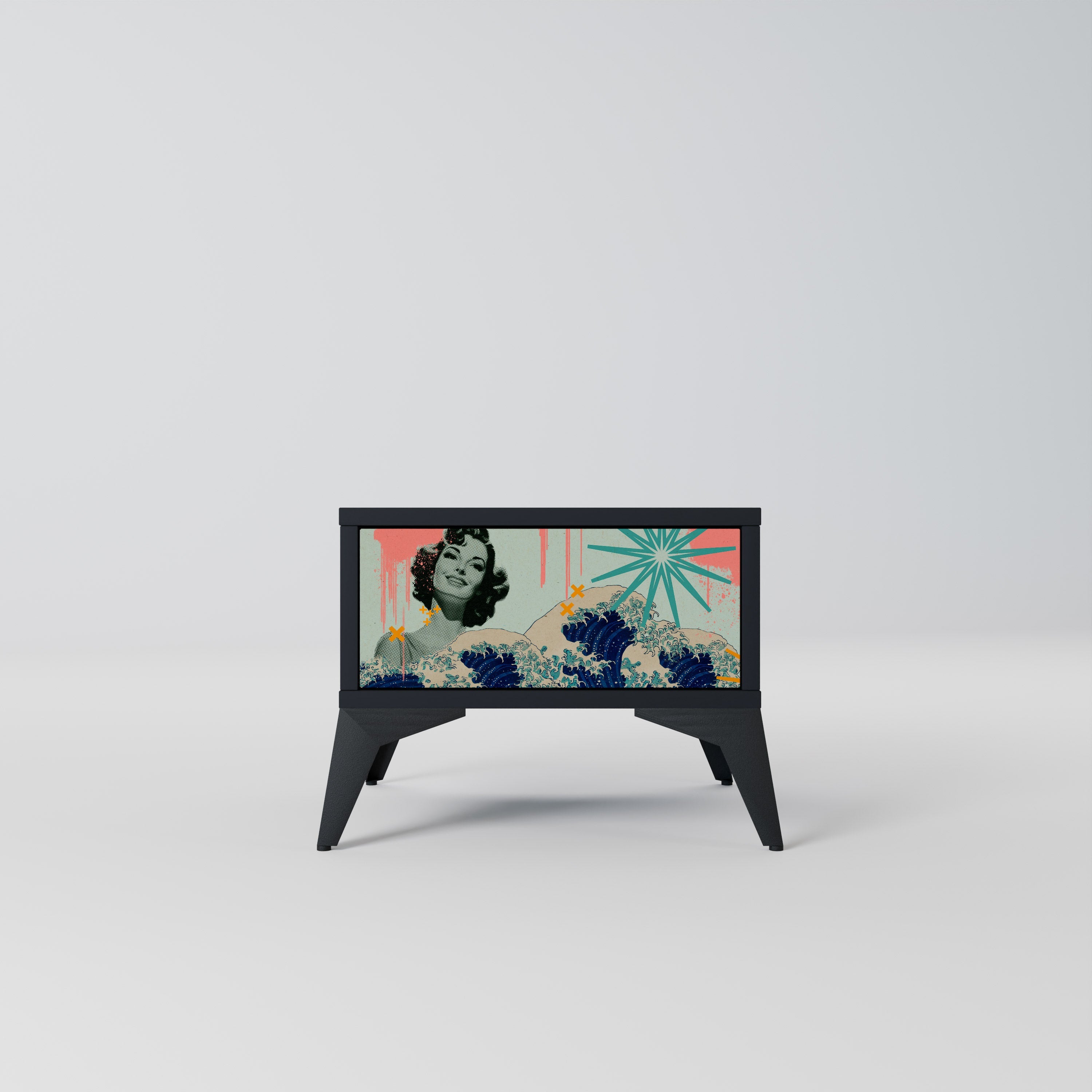 Table de chevet KANAGAWA BEAUTY en finition noire