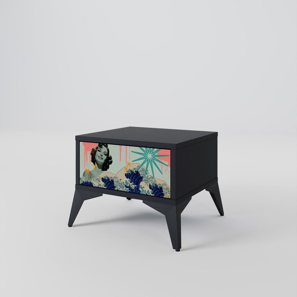 Table de chevet KANAGAWA BEAUTY en finition noire