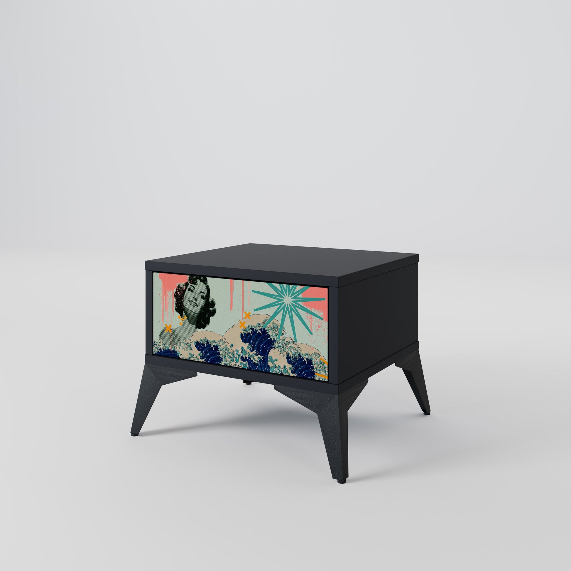 Table de chevet KANAGAWA BEAUTY en finition noire