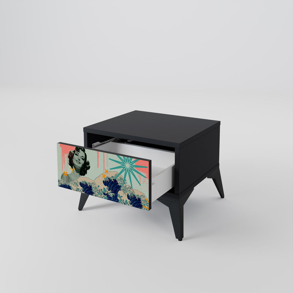Table de chevet KANAGAWA BEAUTY en finition noire