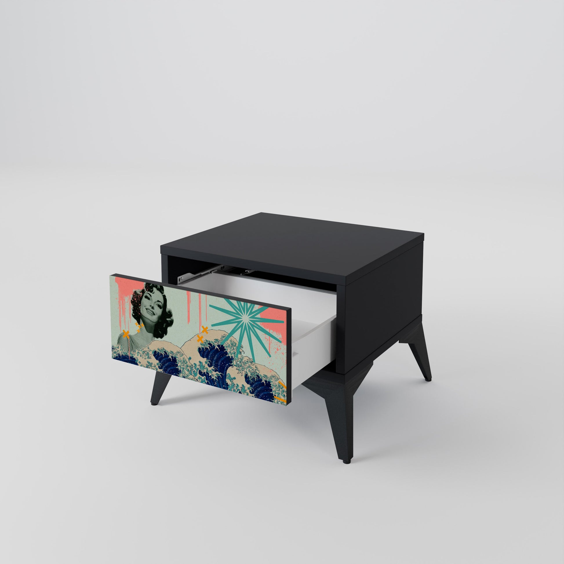 Table de chevet KANAGAWA BEAUTY en finition noire