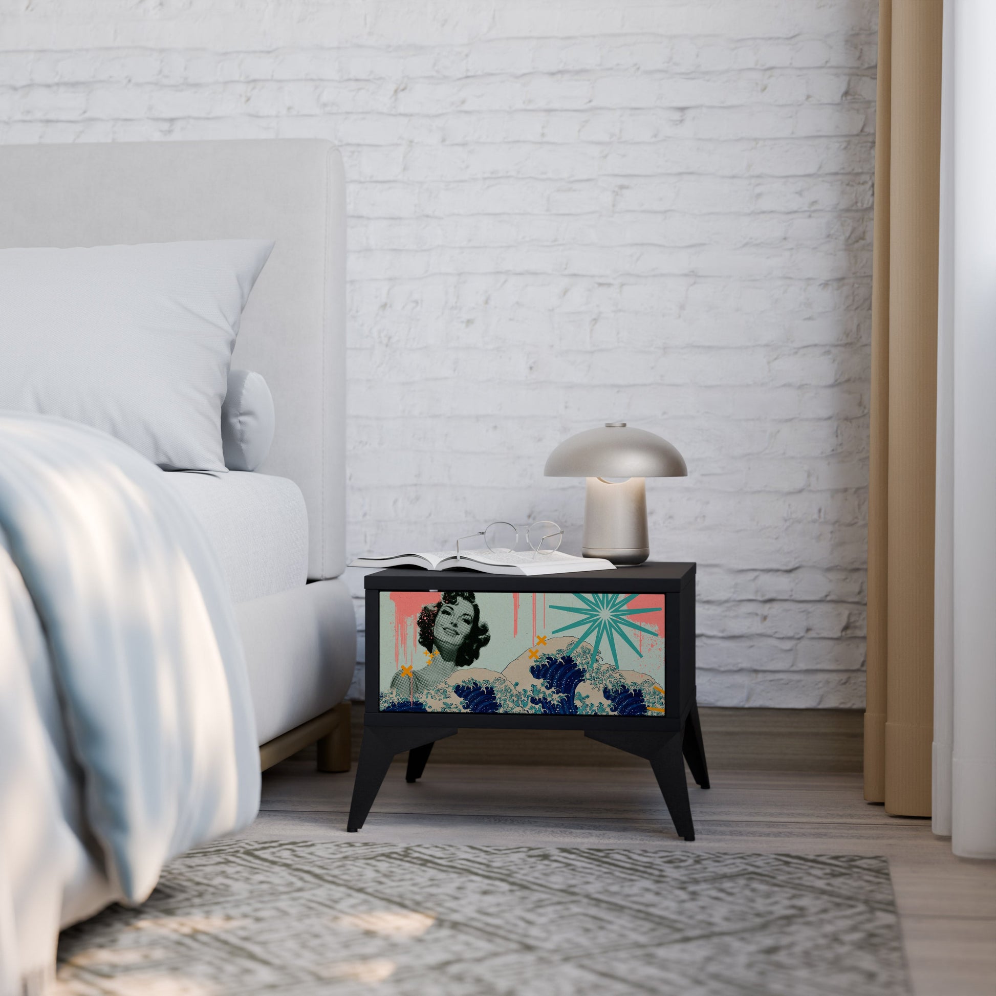 Table de chevet KANAGAWA BEAUTY en finition noire