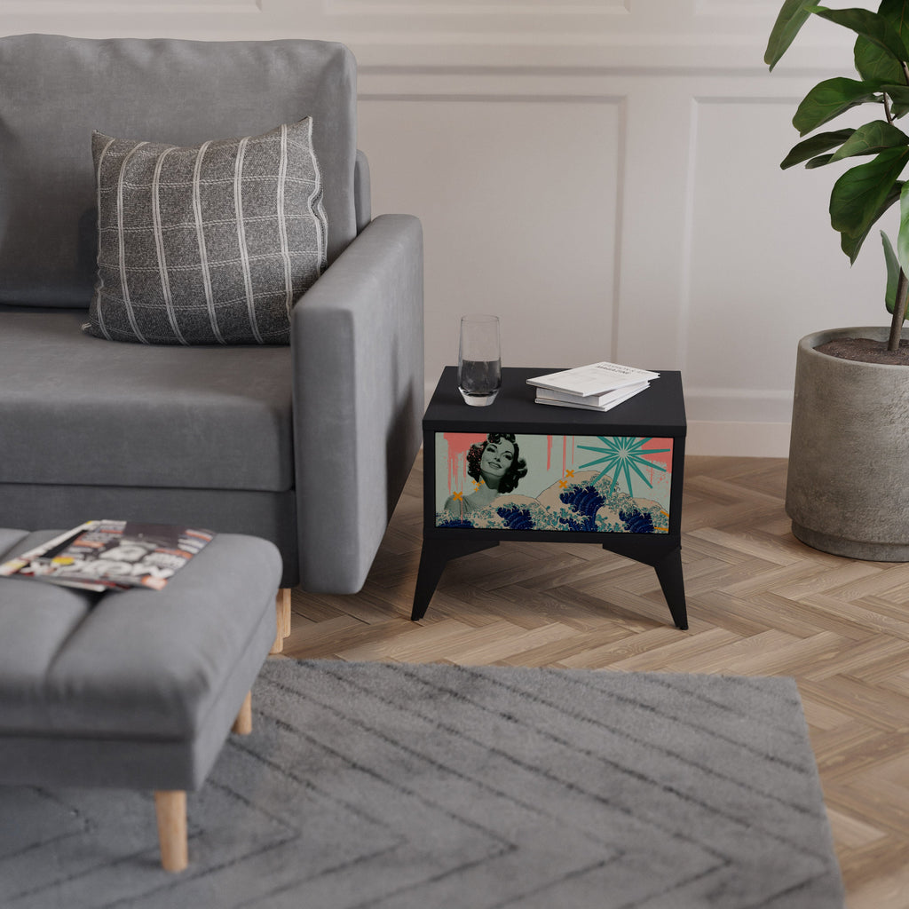 Table de chevet KANAGAWA BEAUTY en finition noire