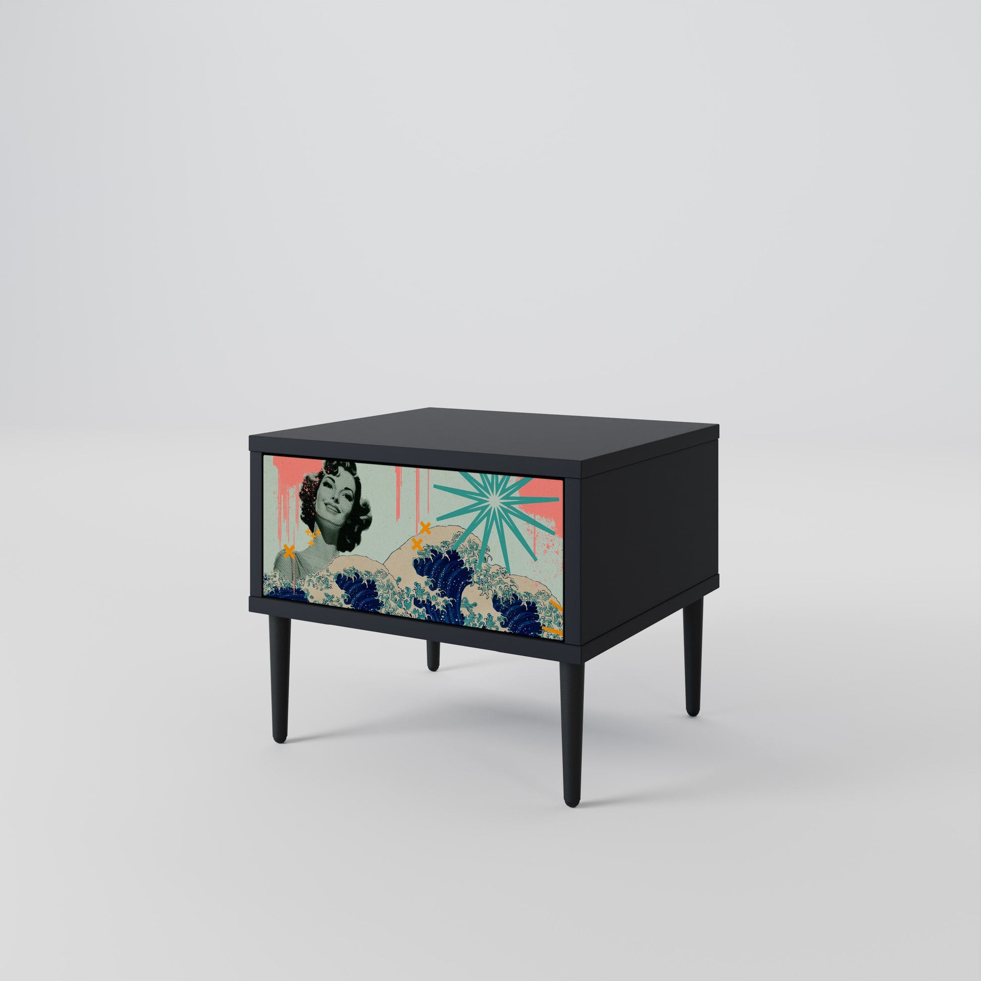 Table de chevet KANAGAWA BEAUTY en finition noire
