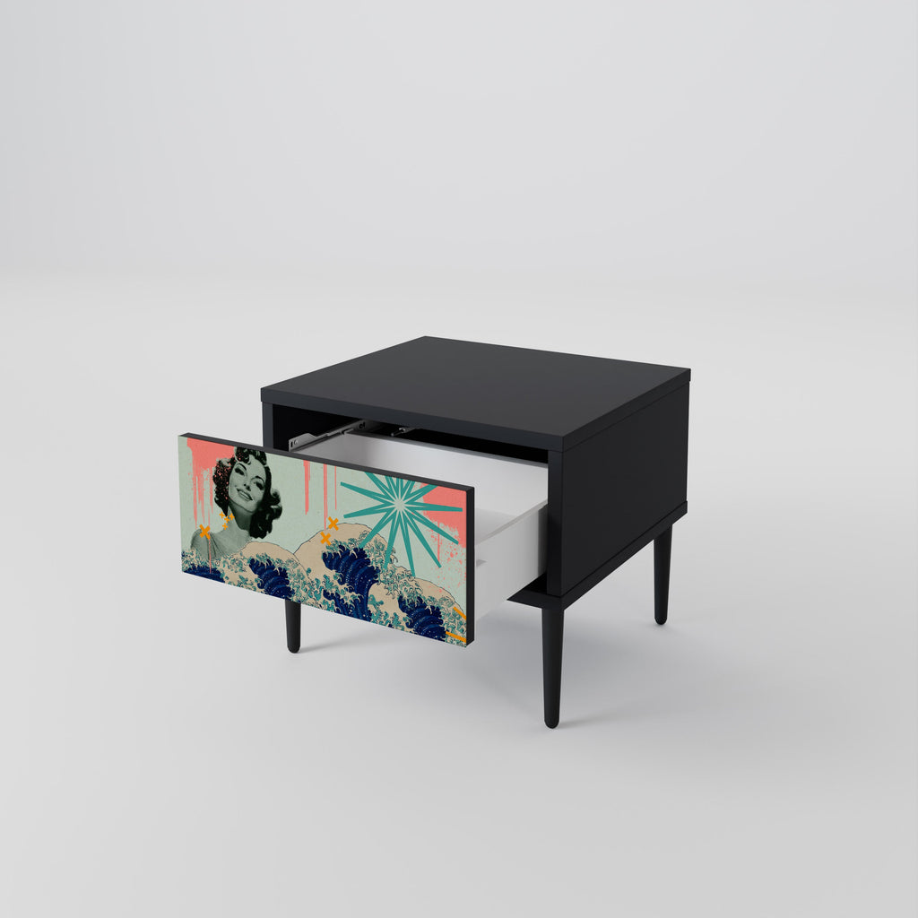 Table de chevet KANAGAWA BEAUTY en finition noire