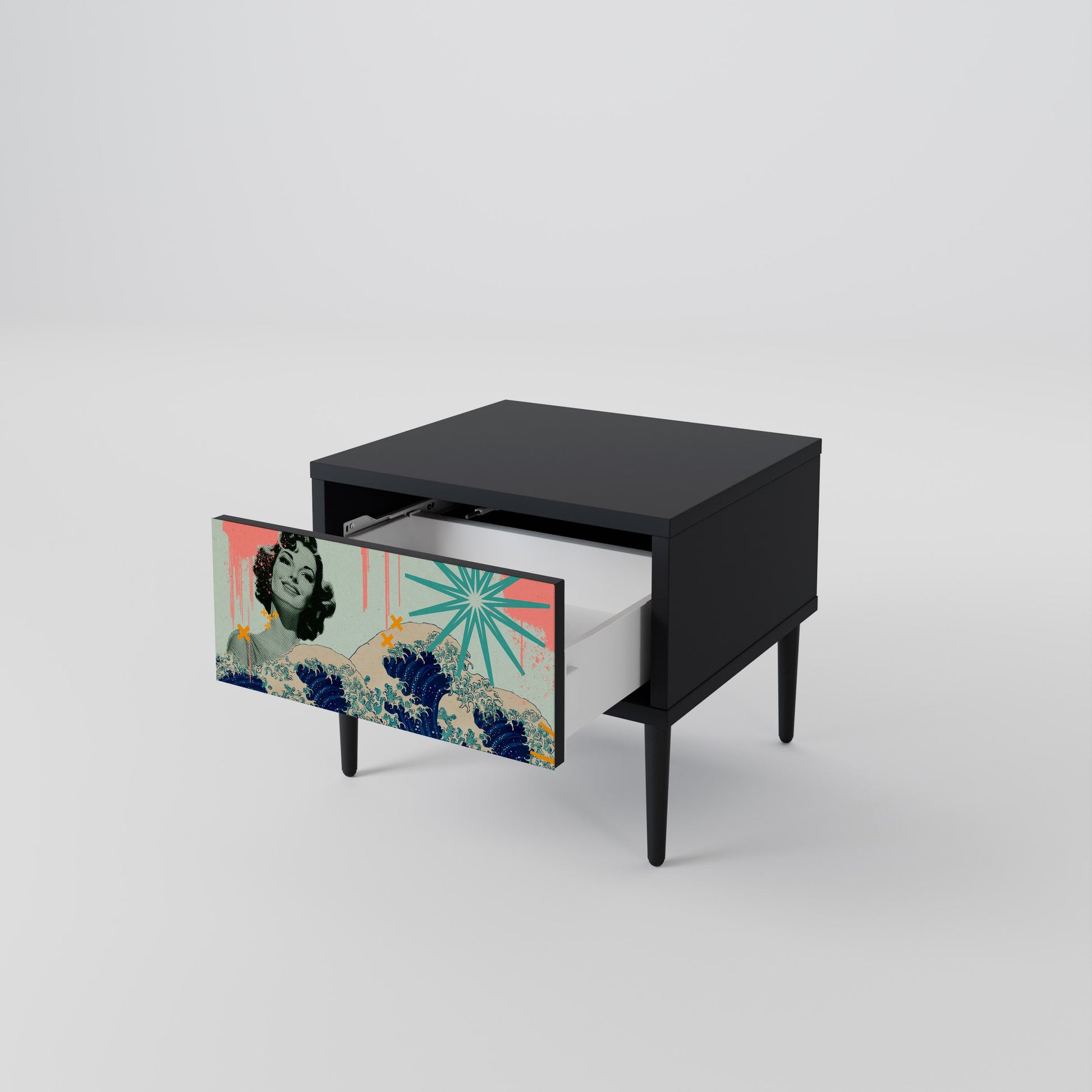 Table de chevet KANAGAWA BEAUTY en finition noire