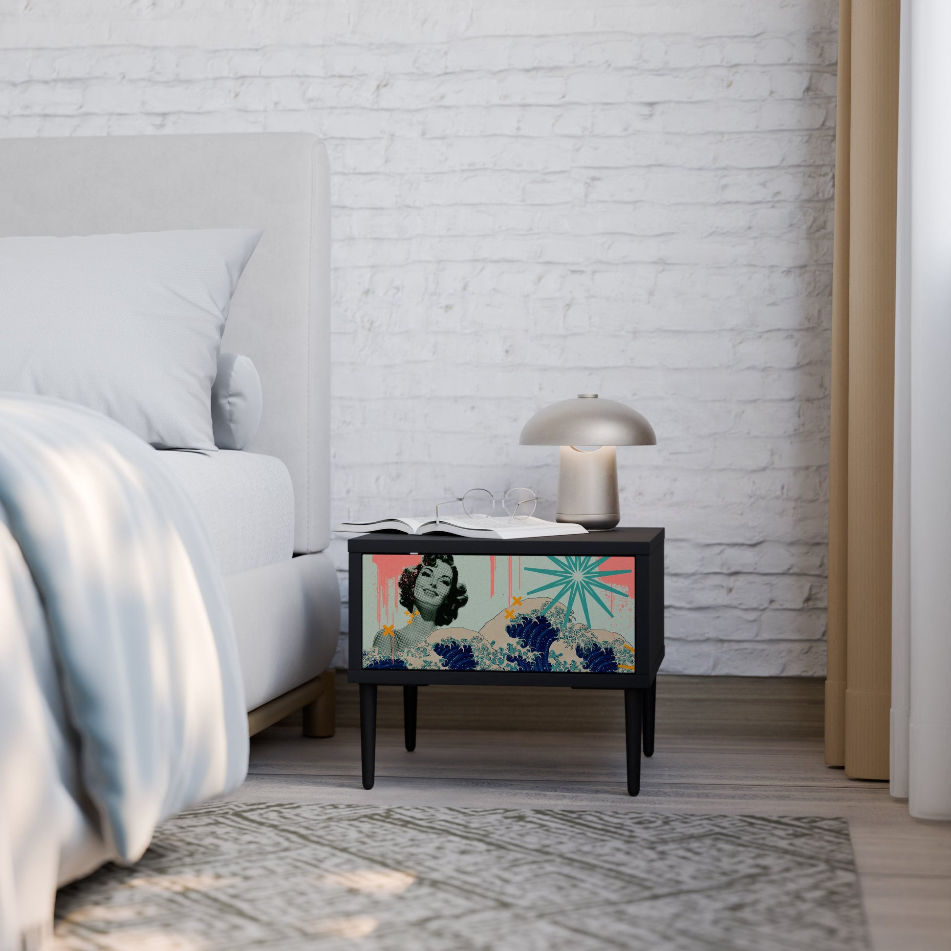 Table de chevet KANAGAWA BEAUTY en finition noire
