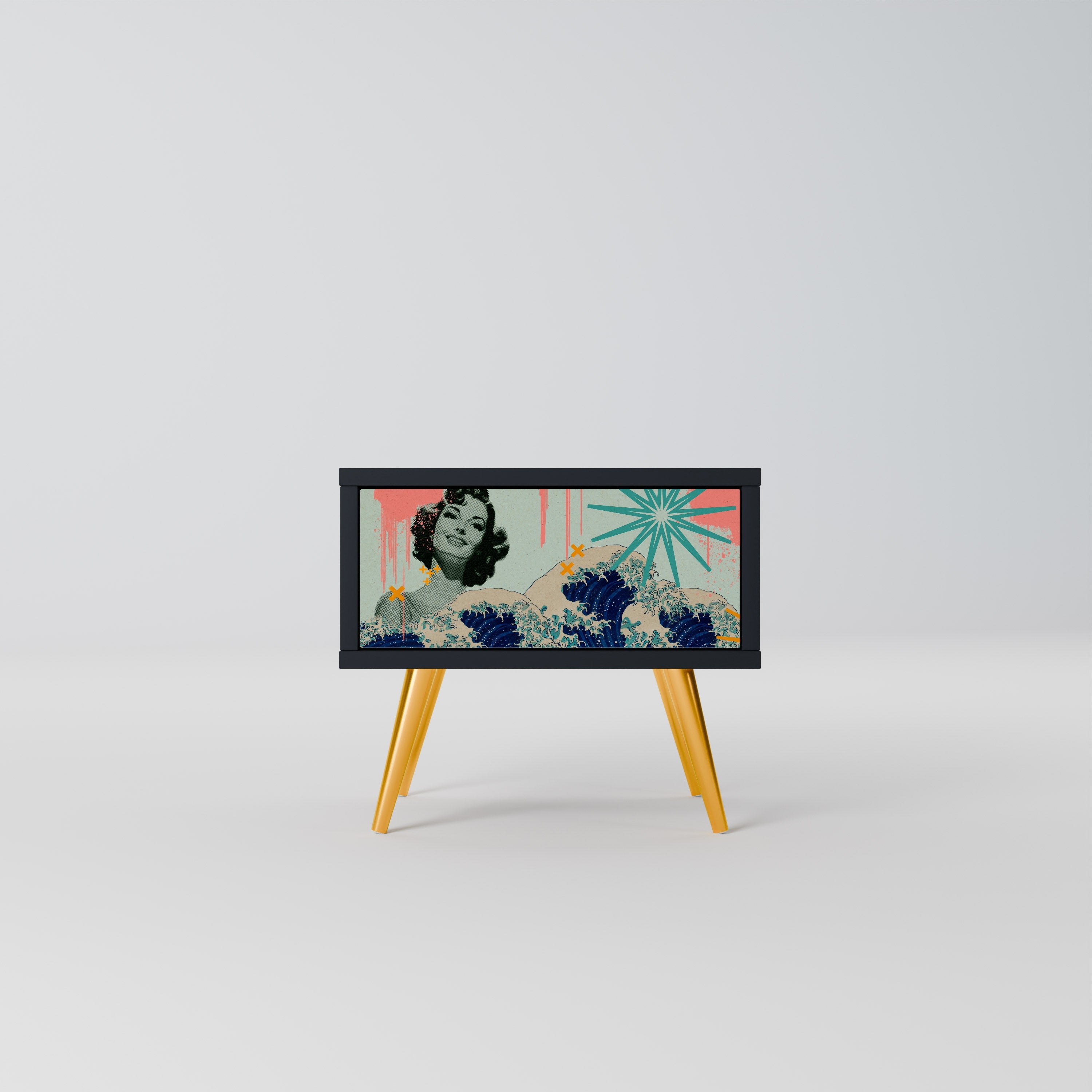 Table de chevet KANAGAWA BEAUTY en finition noire