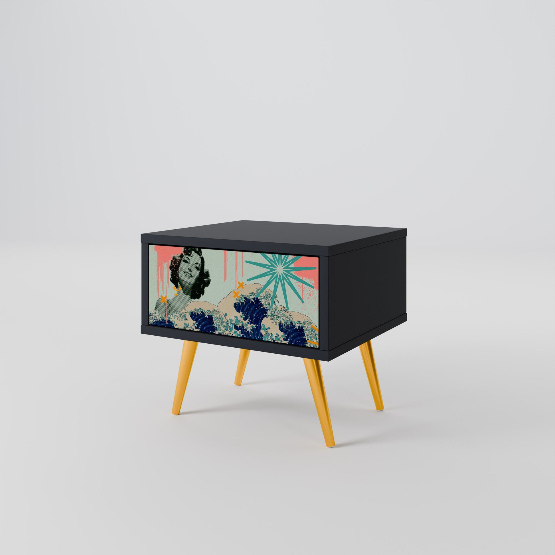 Table de chevet KANAGAWA BEAUTY en finition noire