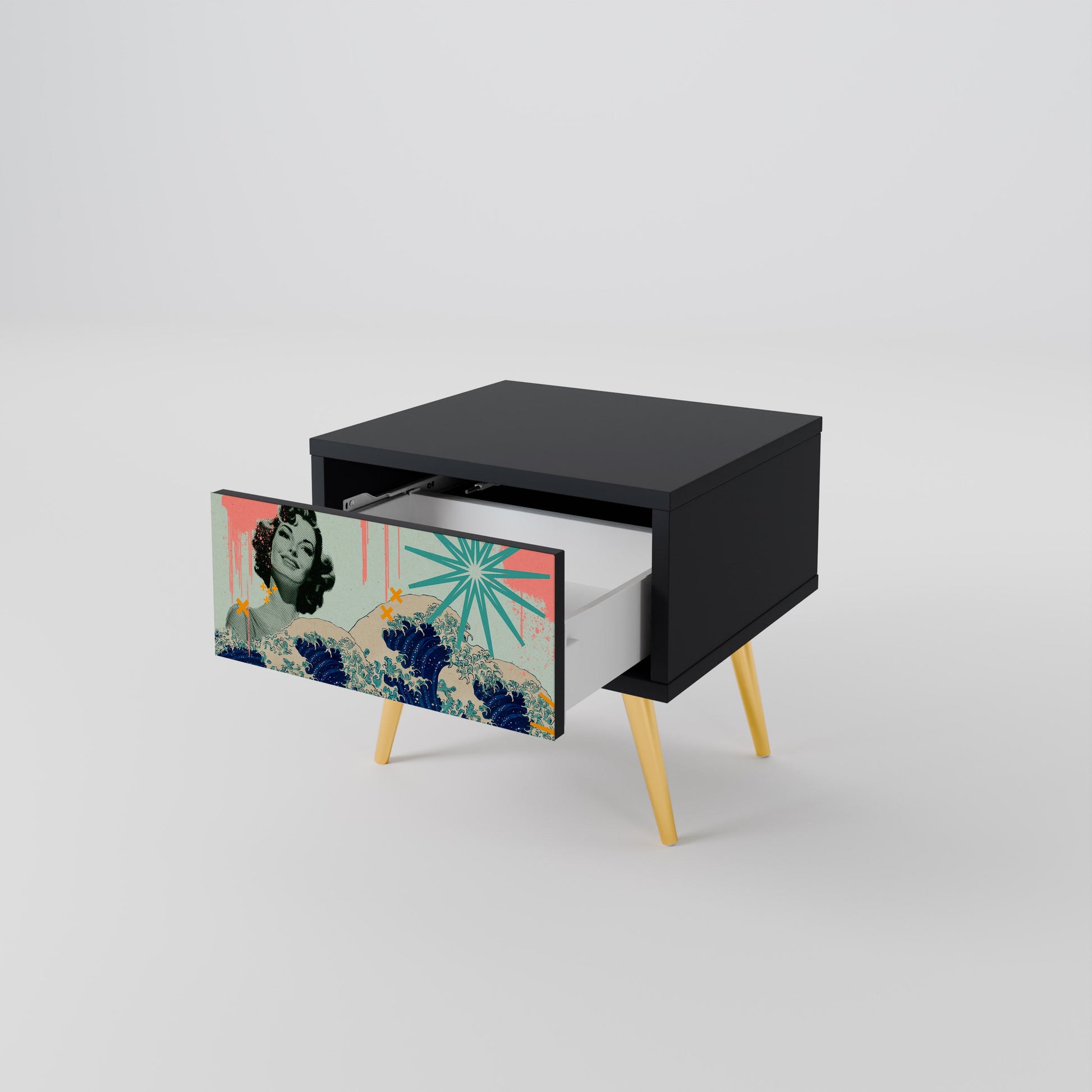Table de chevet KANAGAWA BEAUTY en finition noire