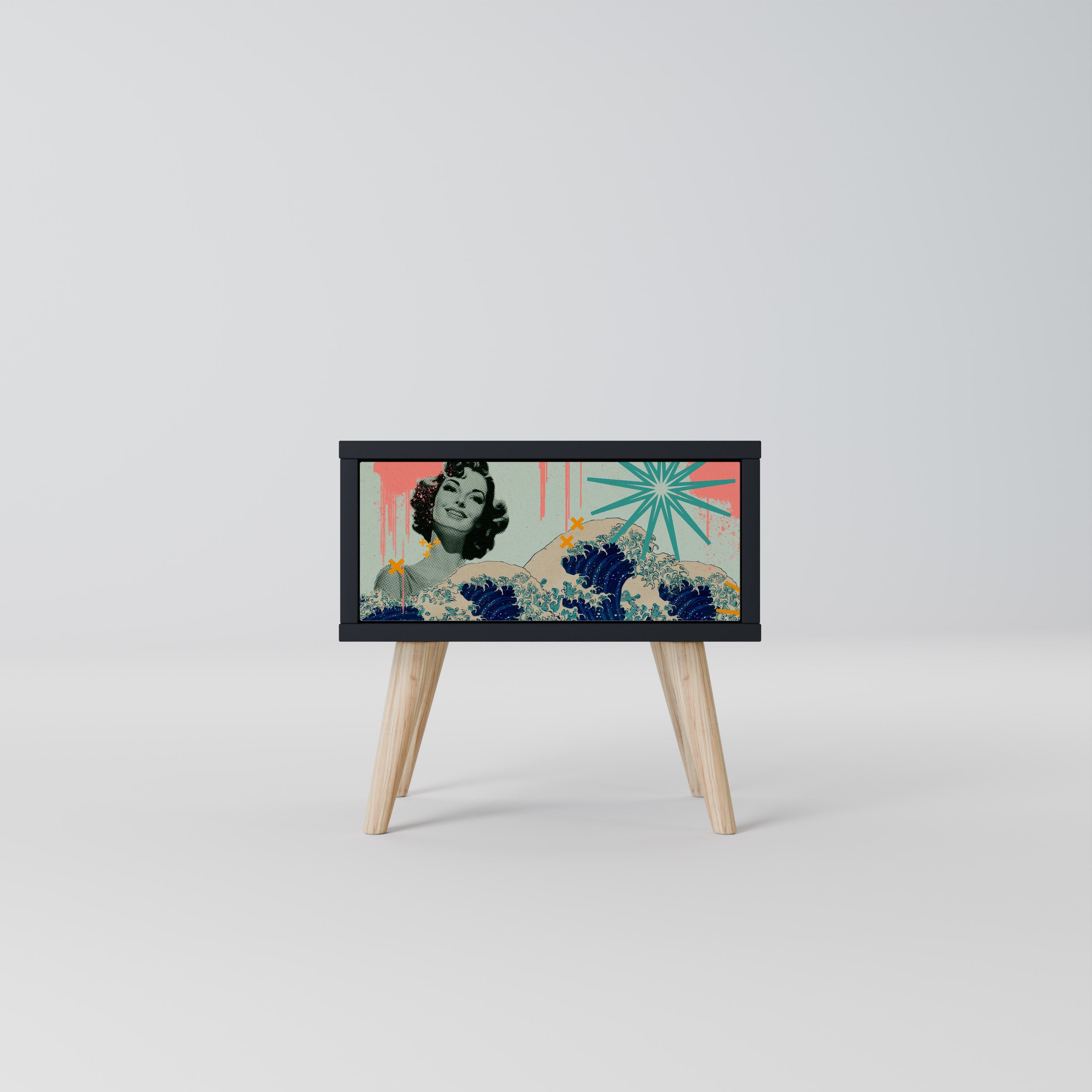 Table de chevet KANAGAWA BEAUTY en finition noire