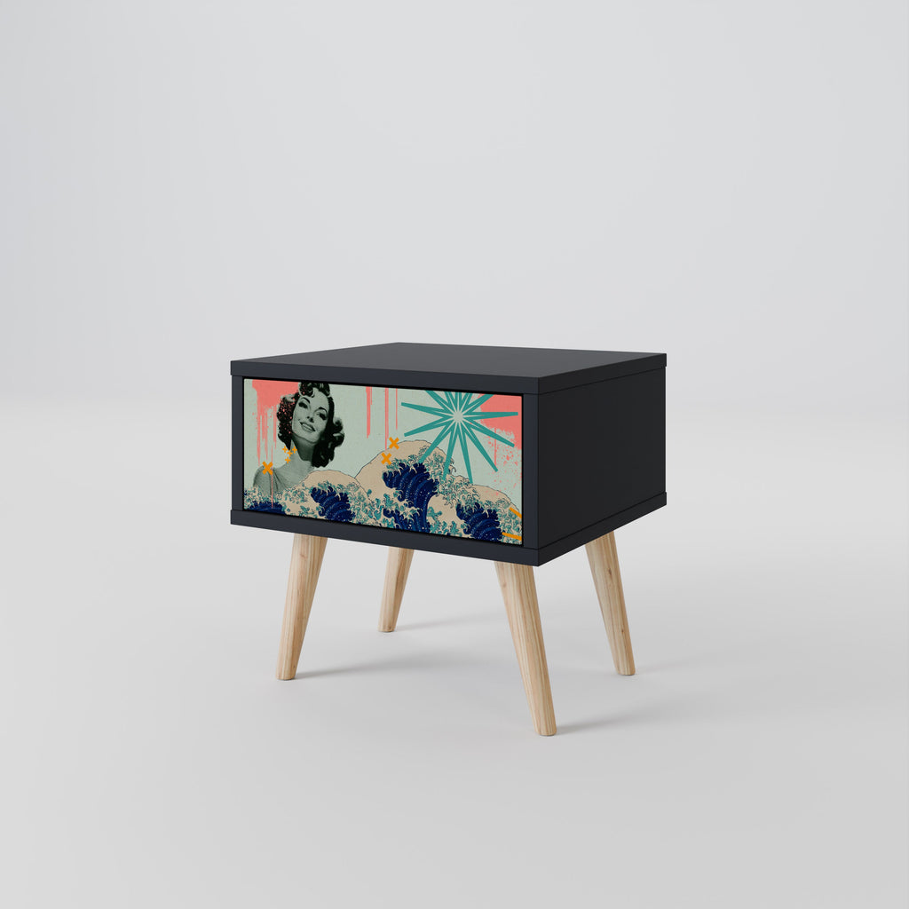 Table de chevet KANAGAWA BEAUTY en finition noire