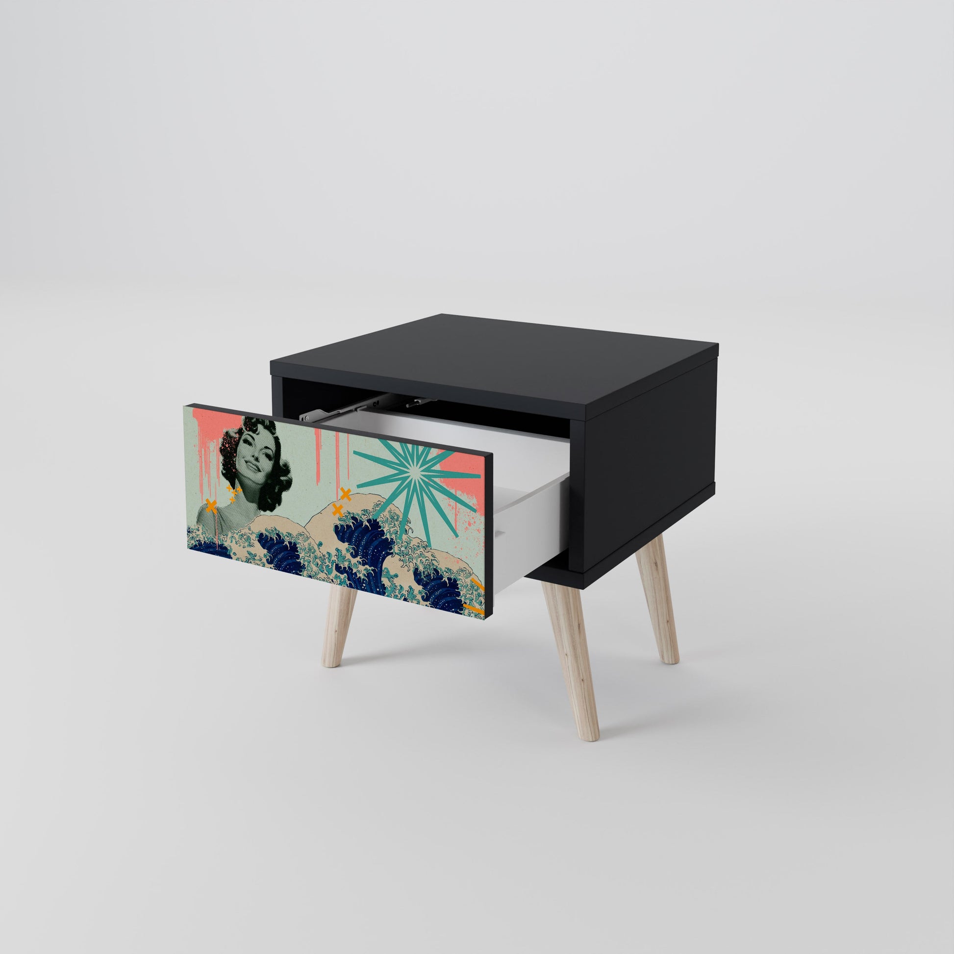 Table de chevet KANAGAWA BEAUTY en finition noire