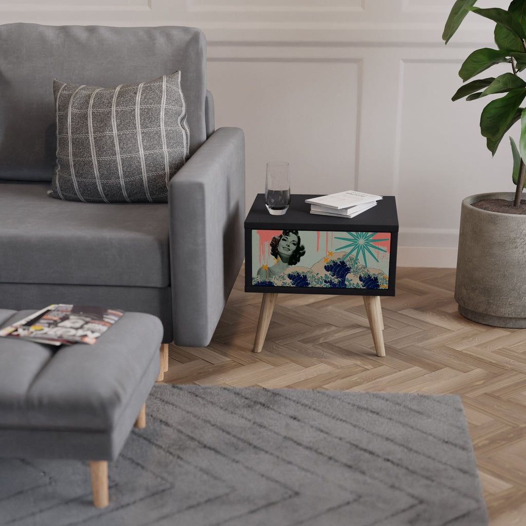 Table de chevet KANAGAWA BEAUTY en finition noire