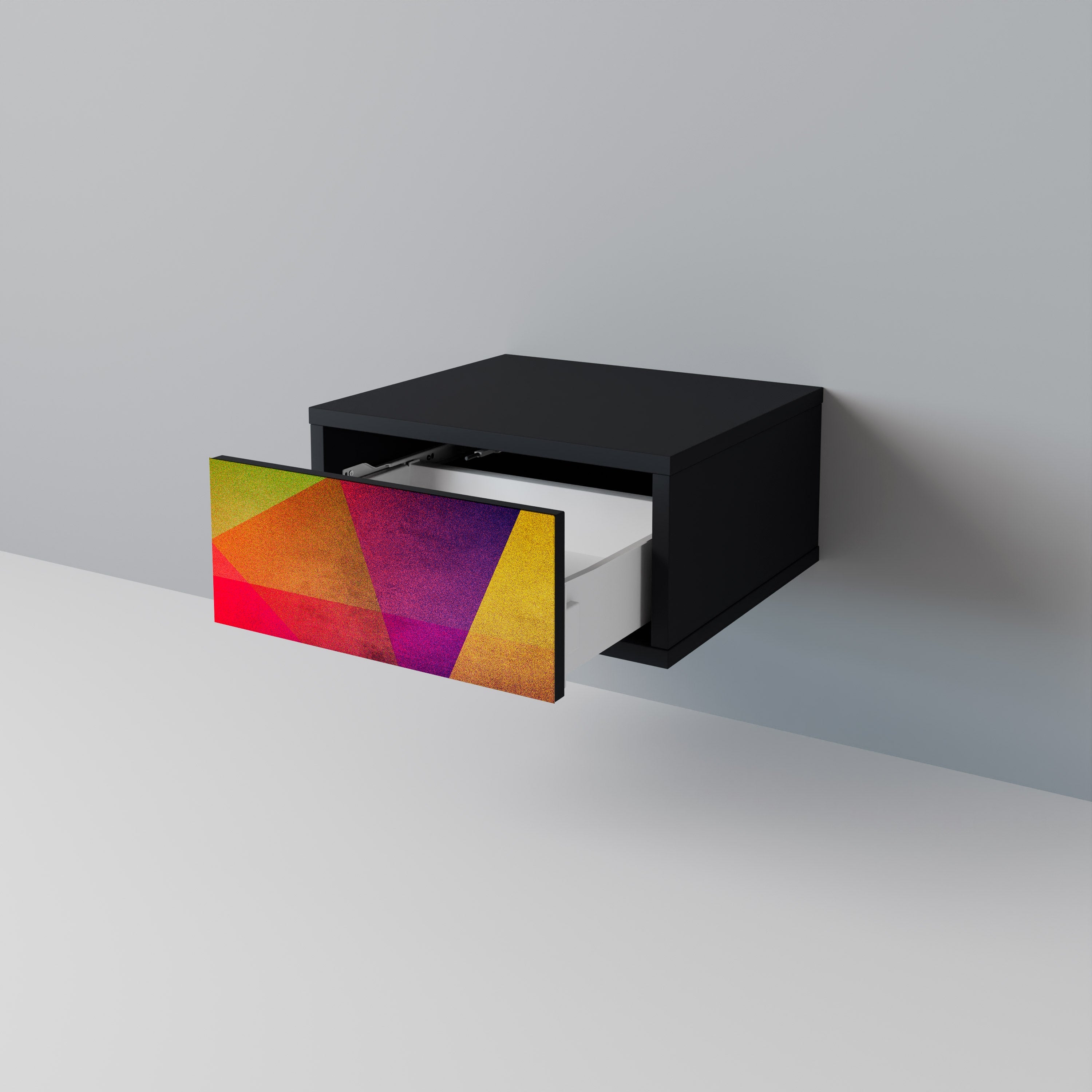 VIVID GEOMETRY Nightstand in Black Finish