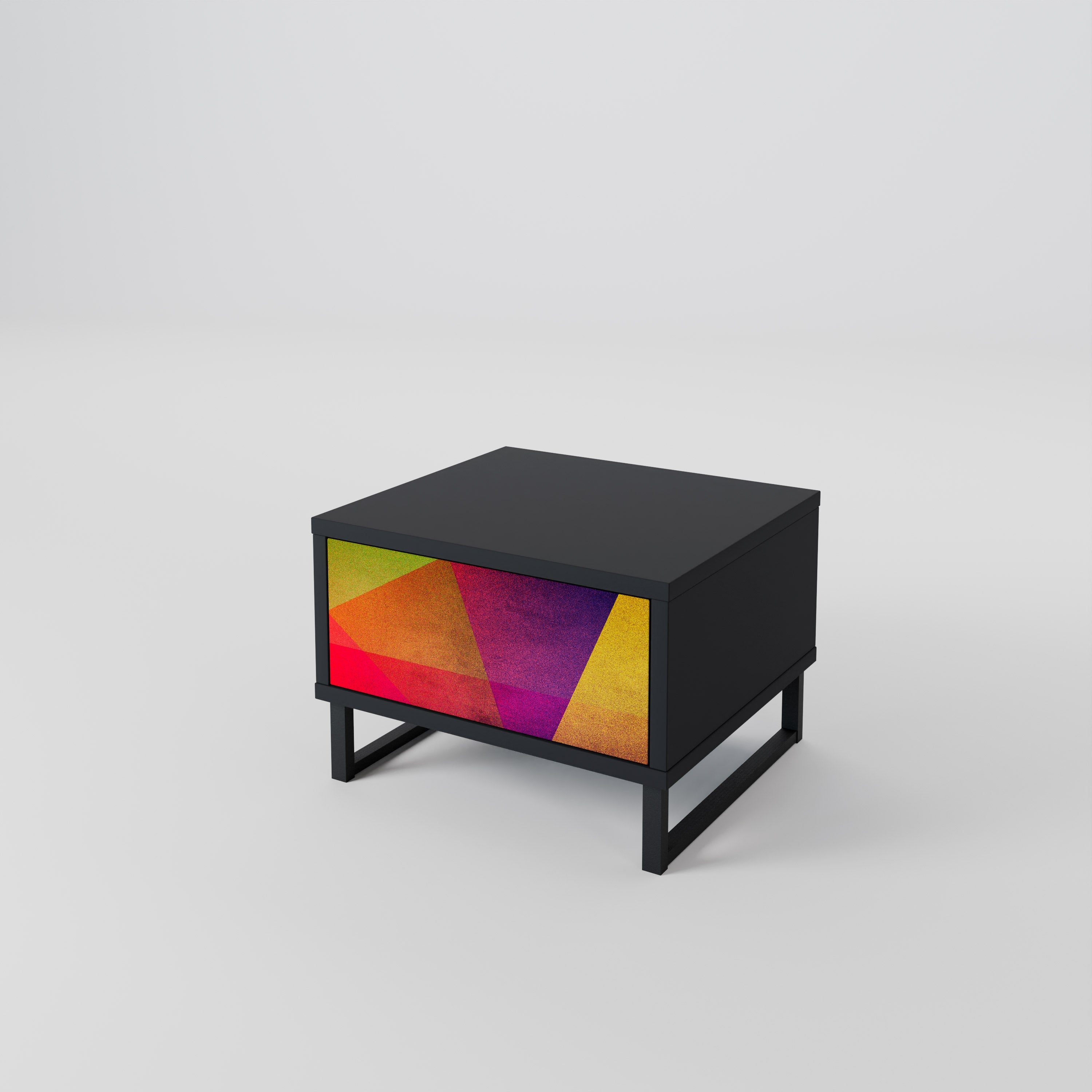 VIVID GEOMETRY Nightstand in Black Finish