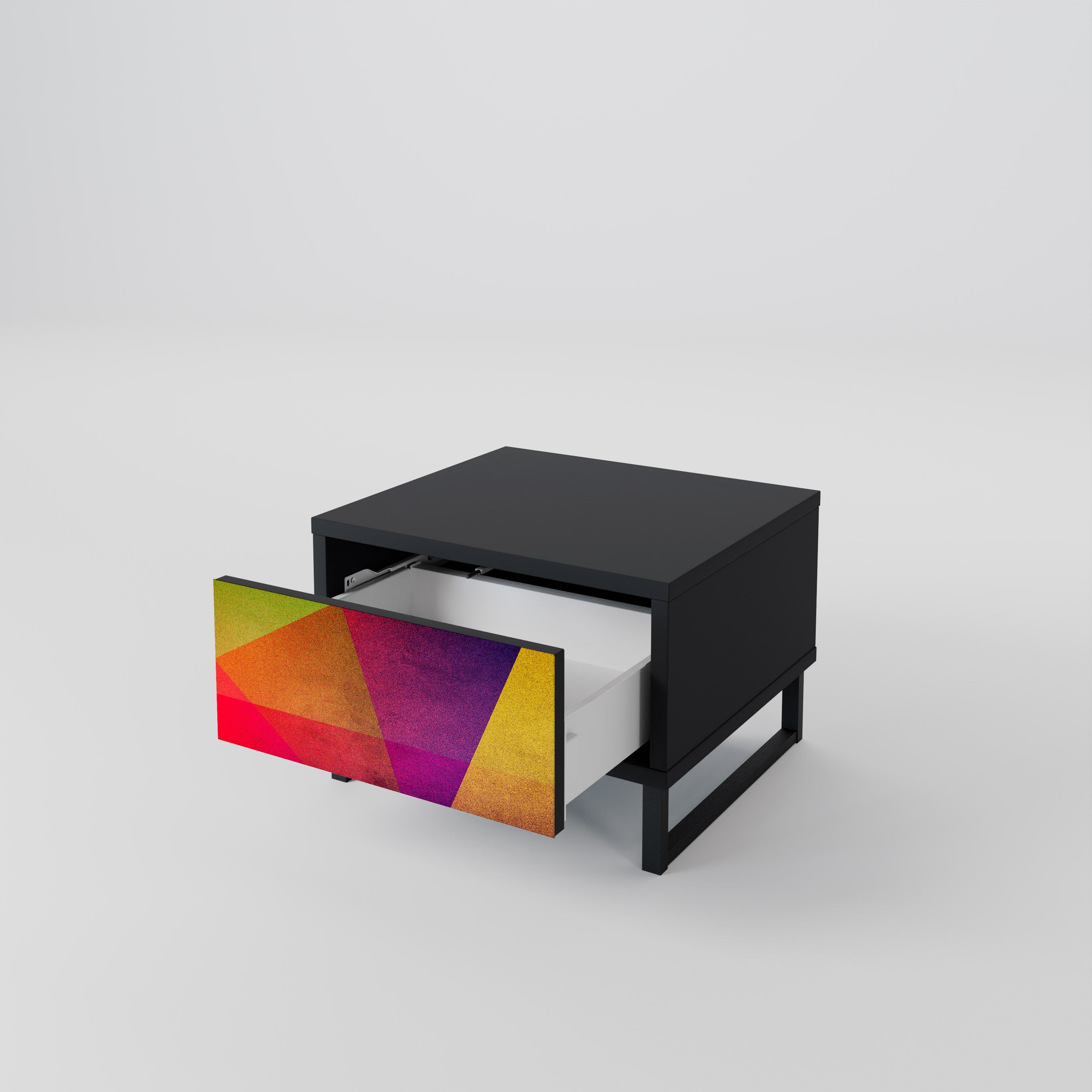VIVID GEOMETRY Nightstand in Black Finish