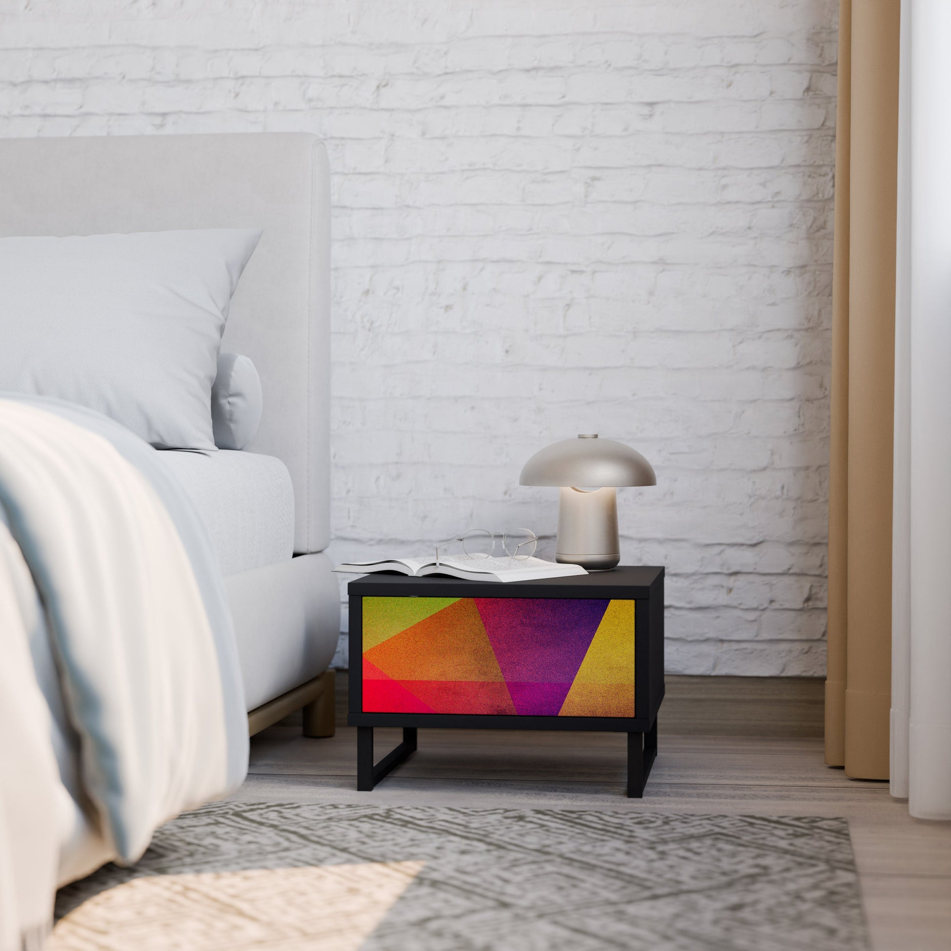 Table de chevet VIVID GEOMETRY en finition noire
