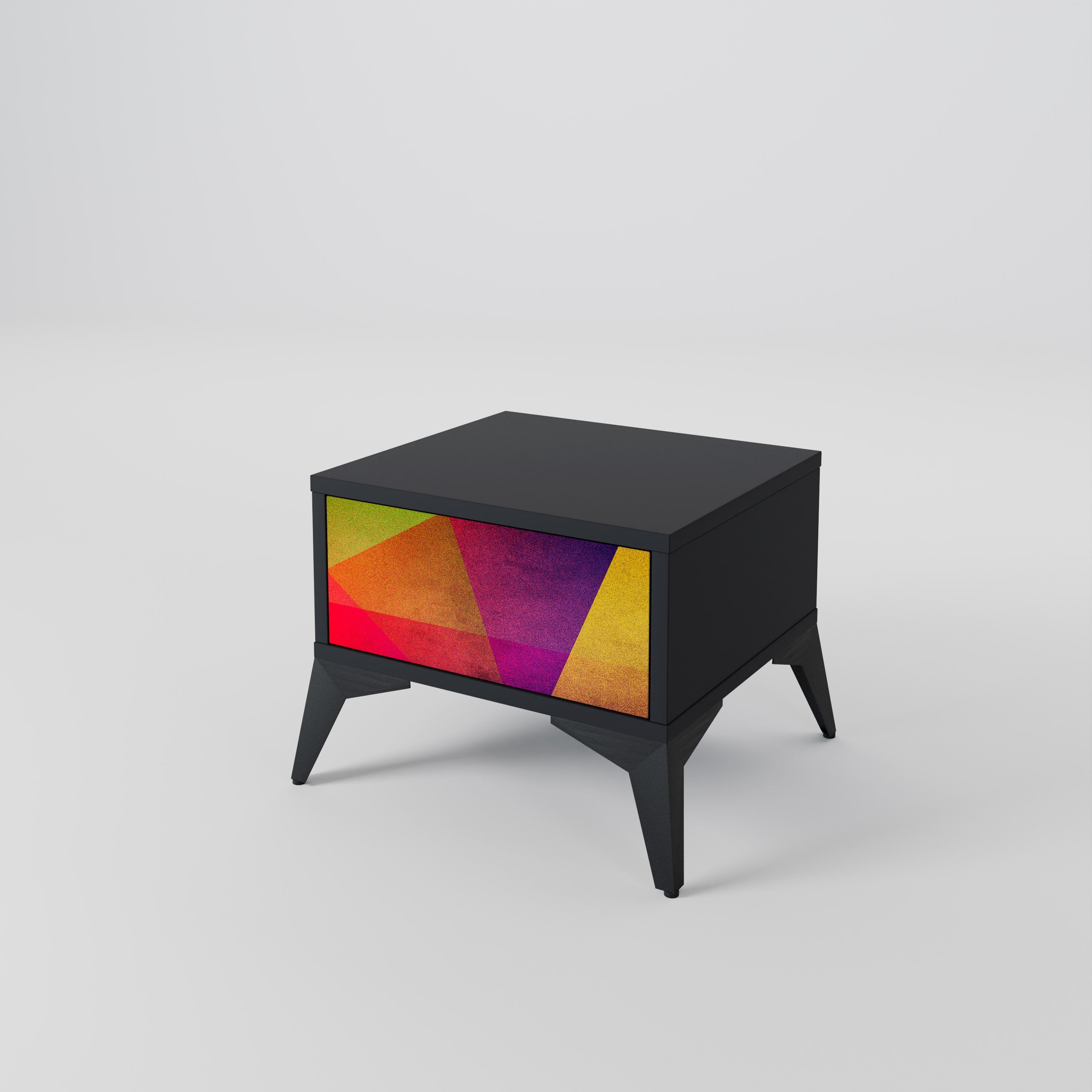 VIVID GEOMETRY Nightstand in Black Finish