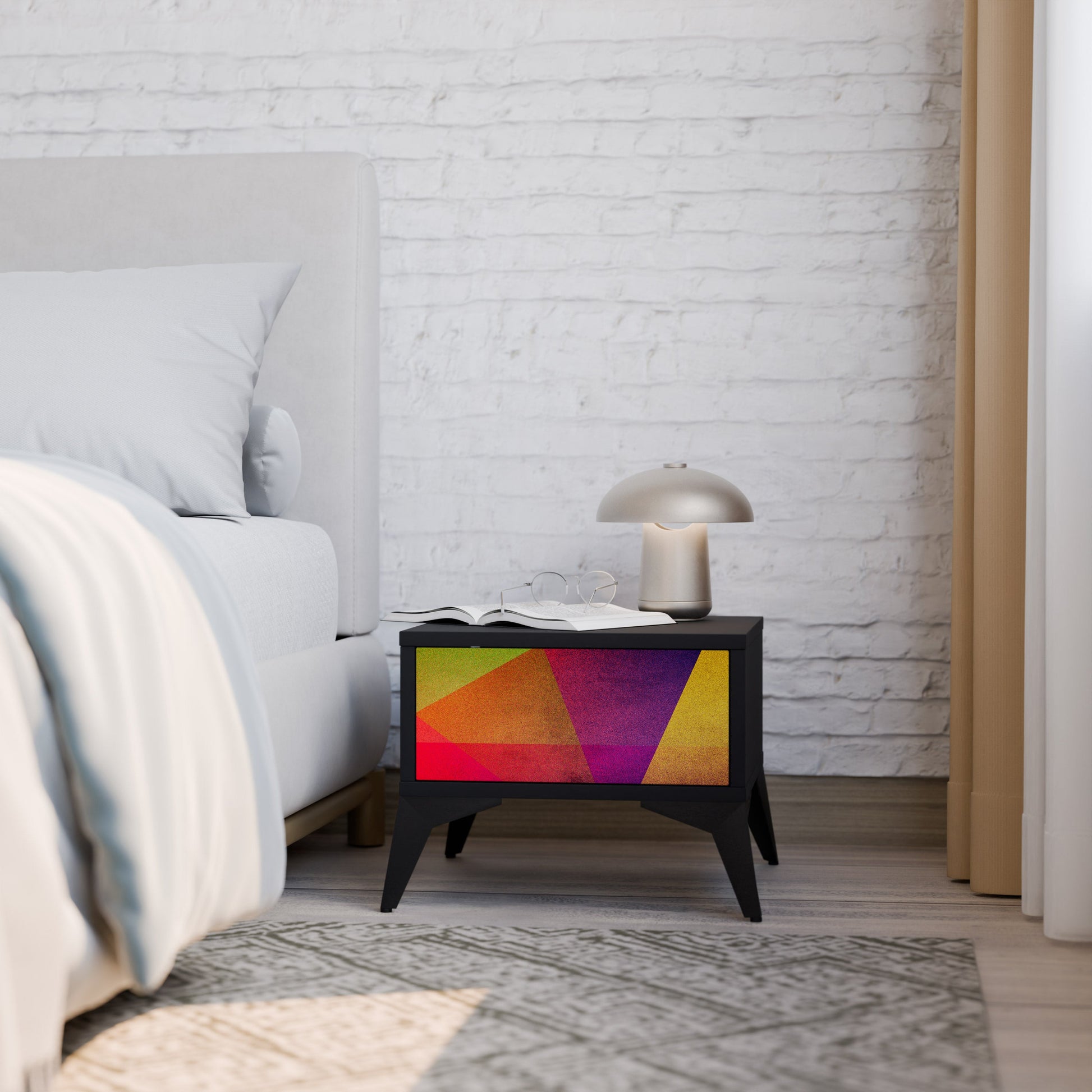 Table de chevet VIVID GEOMETRY en finition noire
