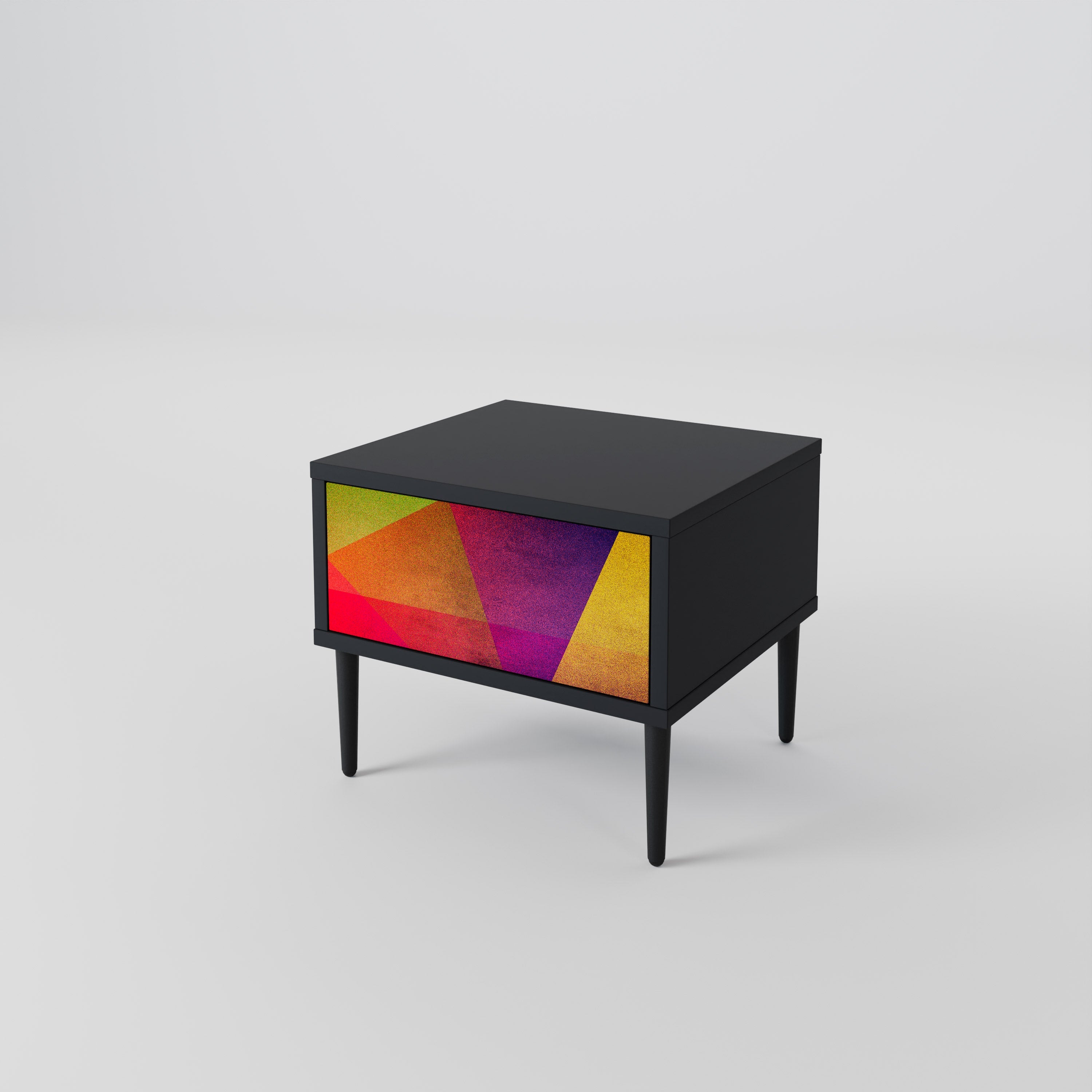 VIVID GEOMETRY Nightstand in Black Finish
