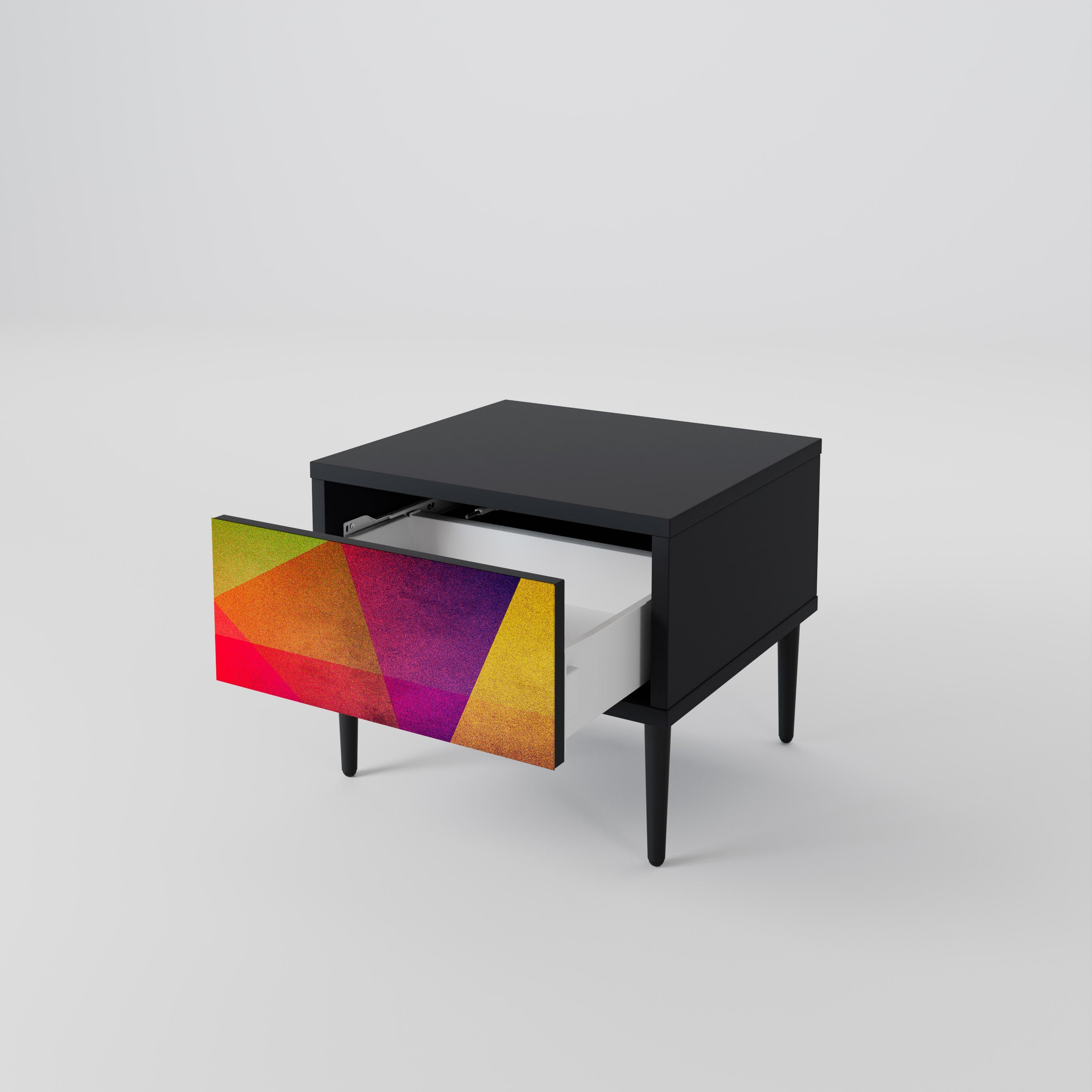 VIVID GEOMETRY Nightstand in Black Finish