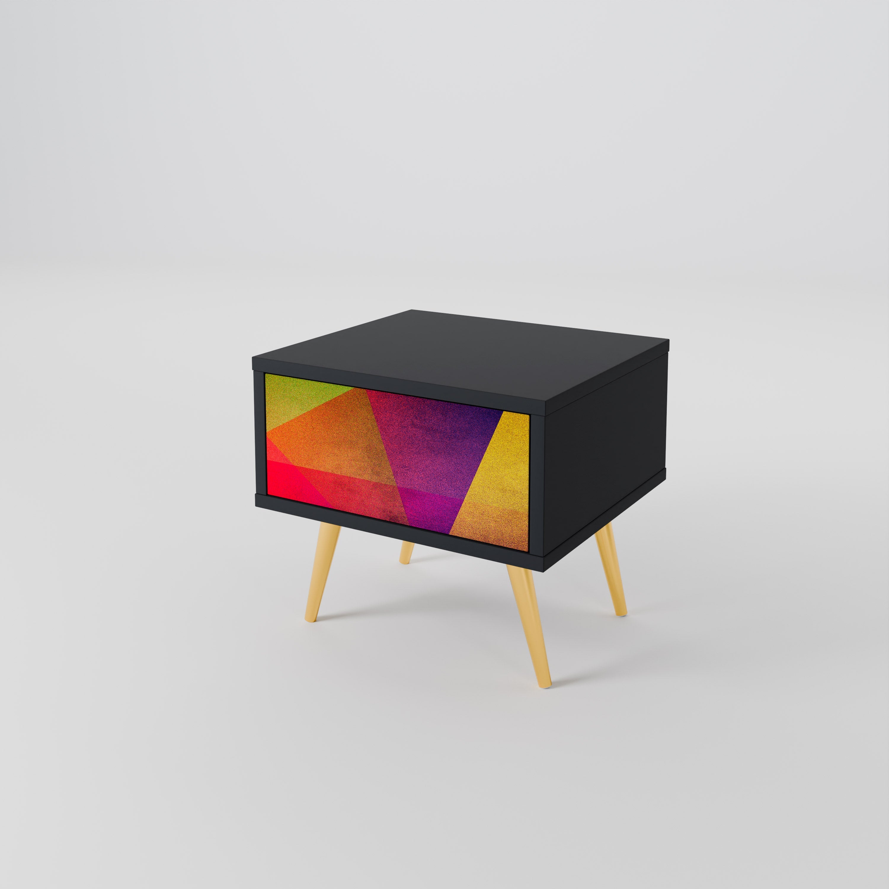 VIVID GEOMETRY Nightstand in Black Finish