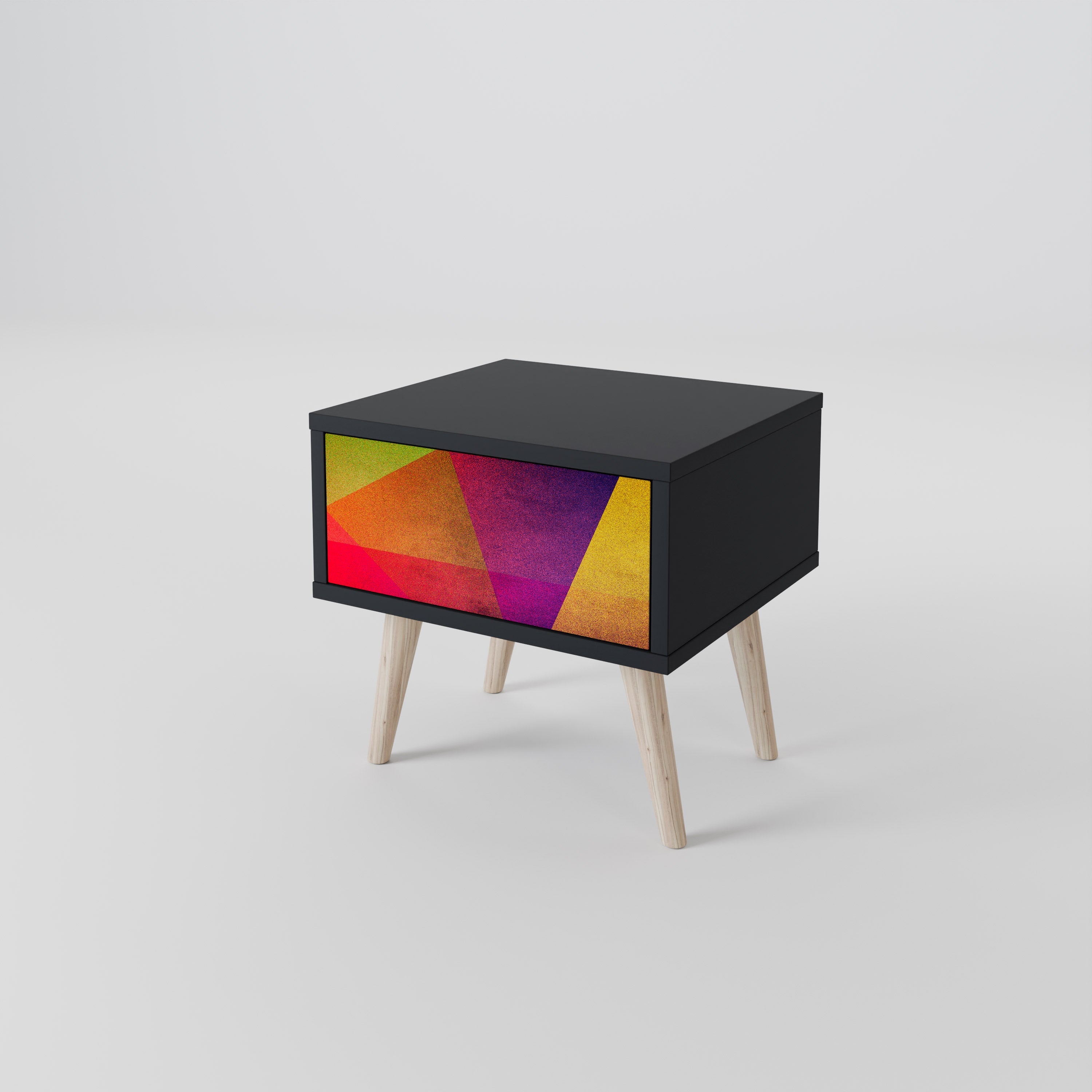 VIVID GEOMETRY Nightstand in Black Finish
