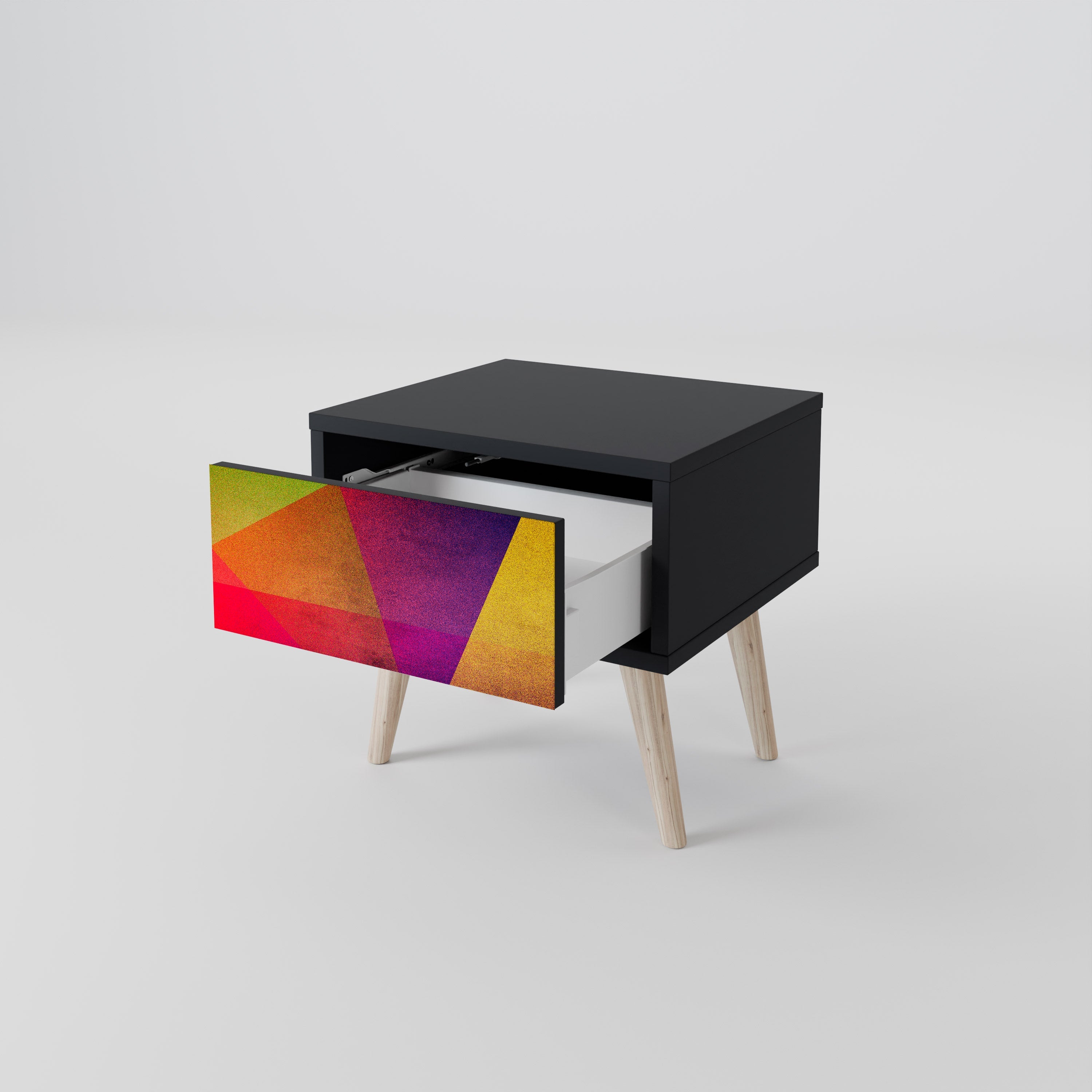 VIVID GEOMETRY Nightstand in Black Finish