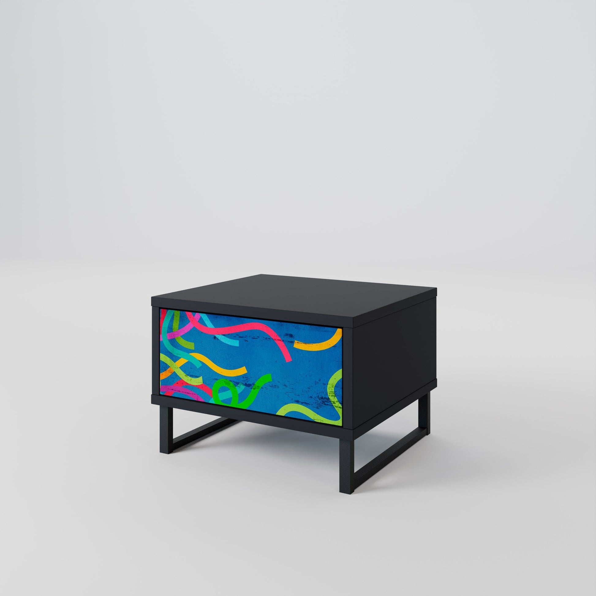 Table de chevet STREAMER TANGLE en finition noire