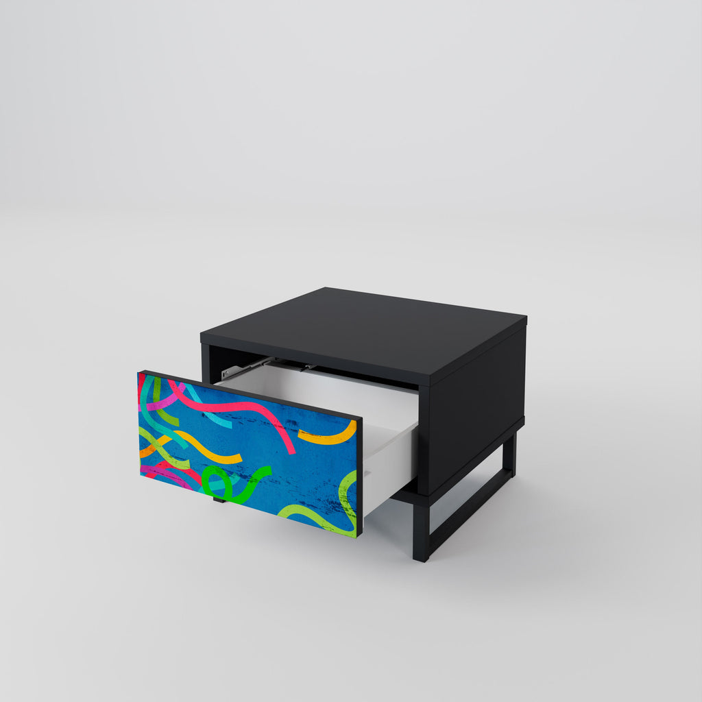 Table de chevet STREAMER TANGLE en finition noire