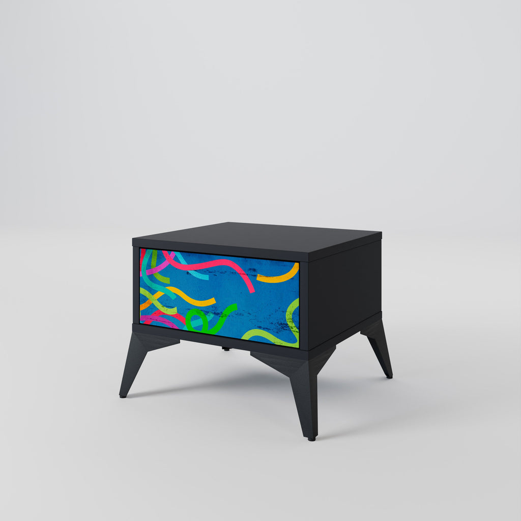 Table de chevet STREAMER TANGLE en finition noire