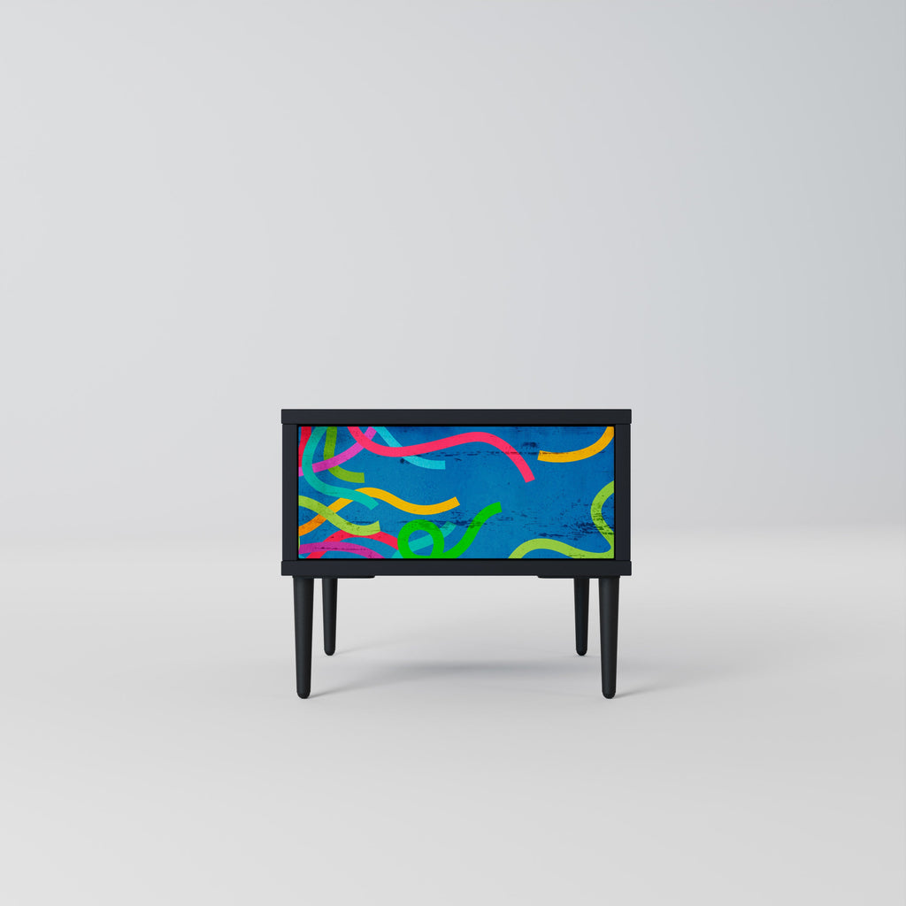 Table de chevet STREAMER TANGLE en finition noire