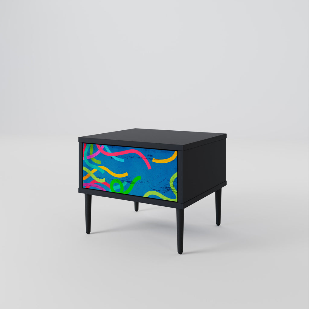 Table de chevet STREAMER TANGLE en finition noire