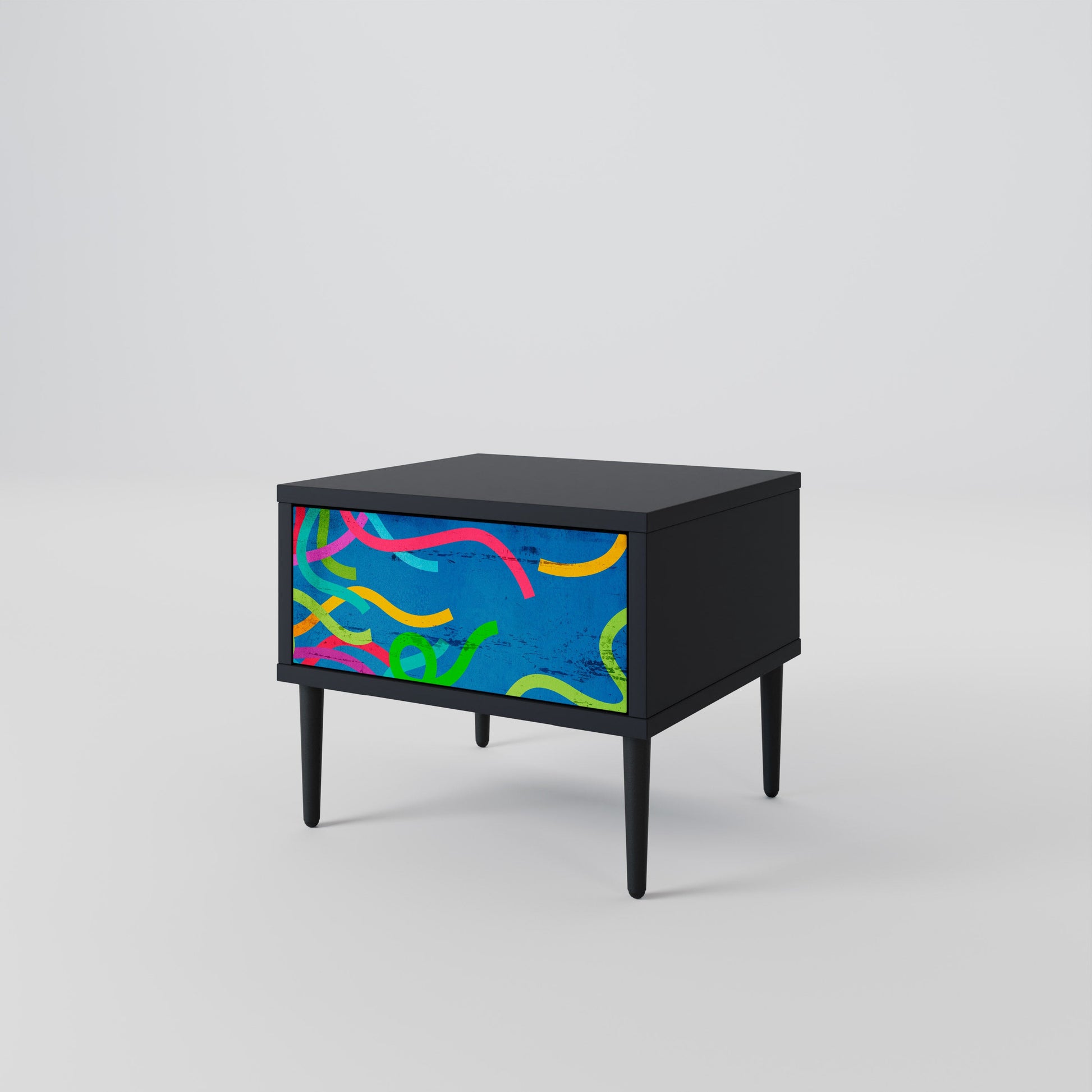 Table de chevet STREAMER TANGLE en finition noire