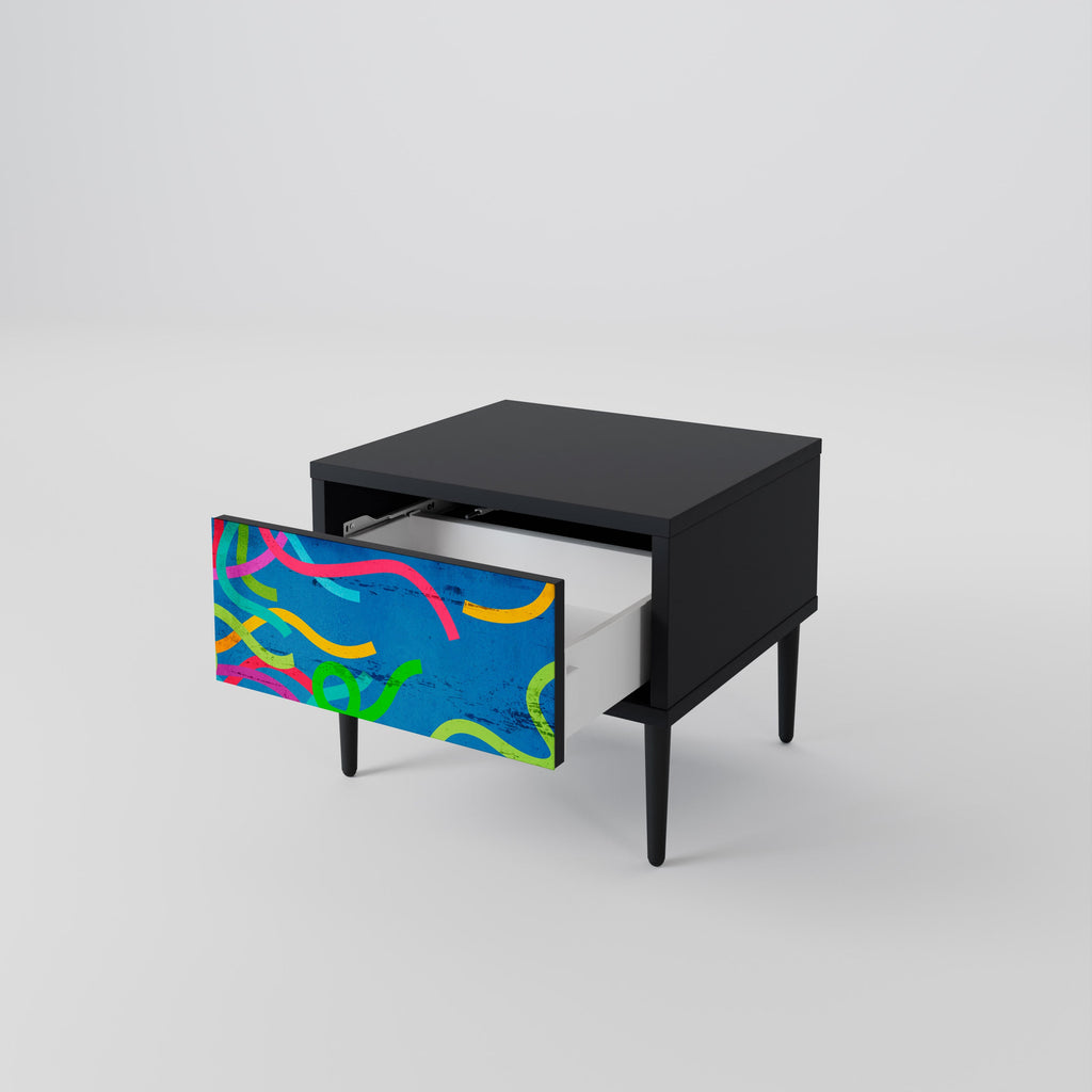 Table de chevet STREAMER TANGLE en finition noire