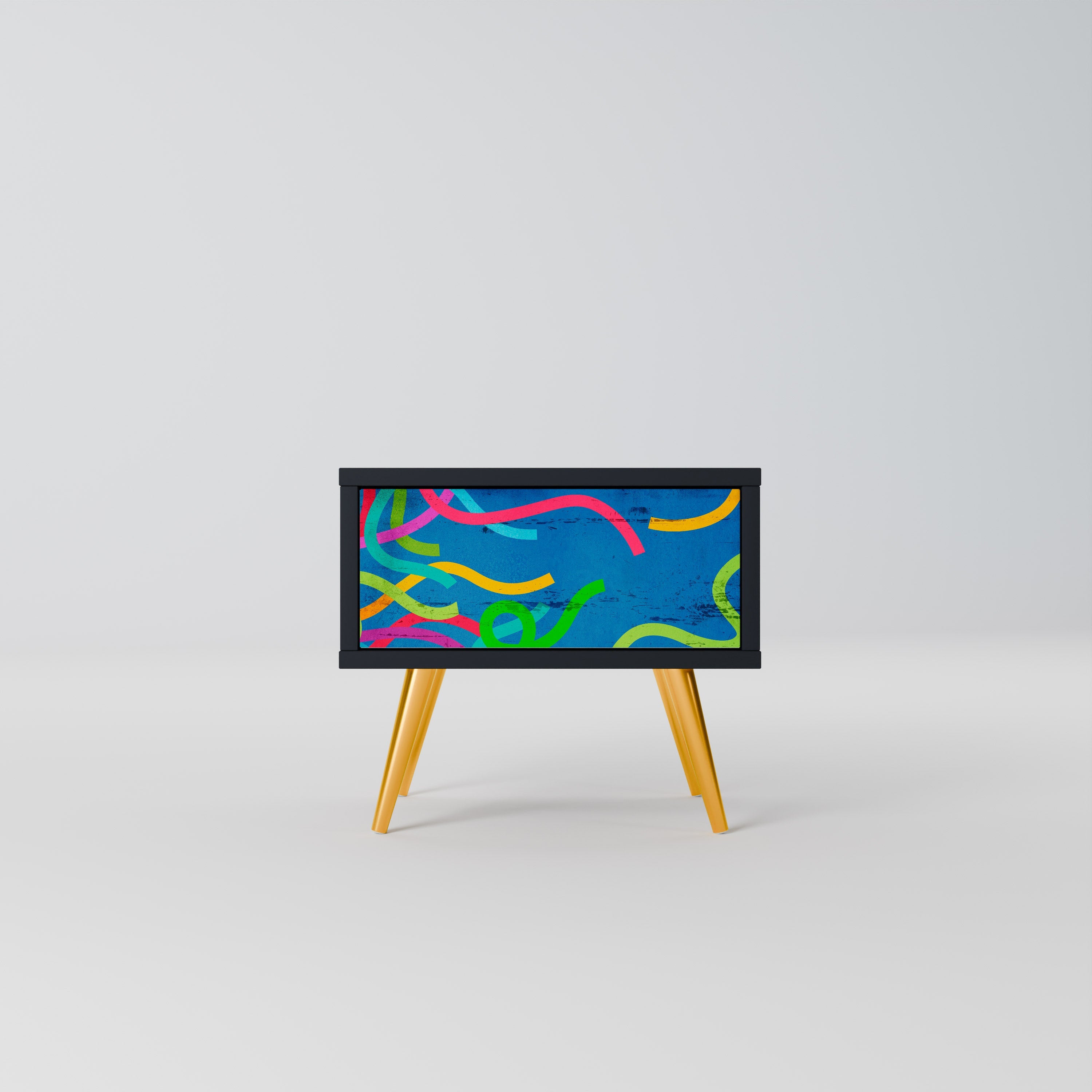 Table de chevet STREAMER TANGLE en finition noire