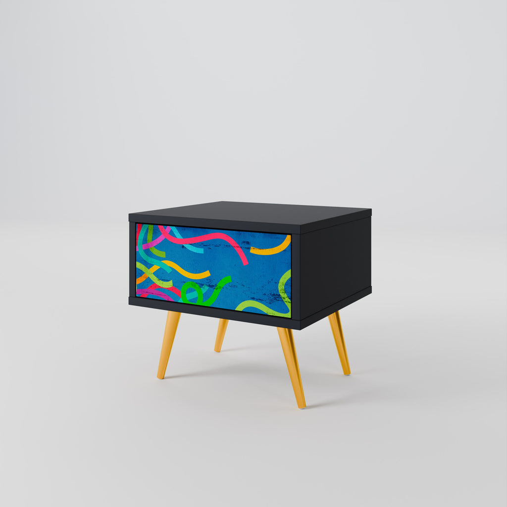Table de chevet STREAMER TANGLE en finition noire