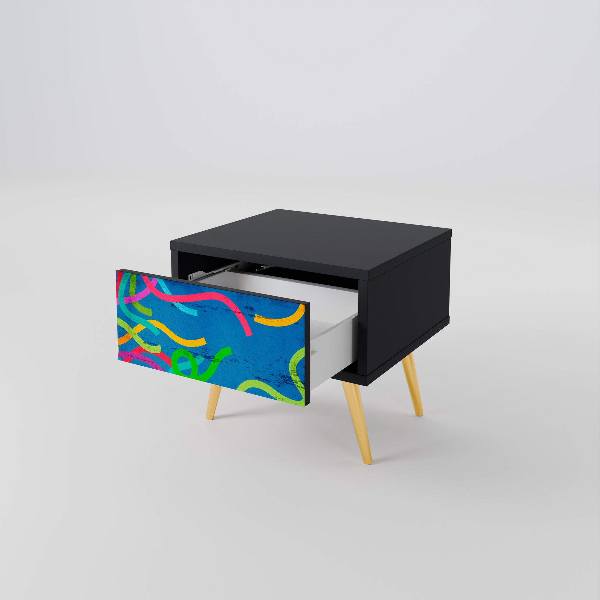 Table de chevet STREAMER TANGLE en finition noire