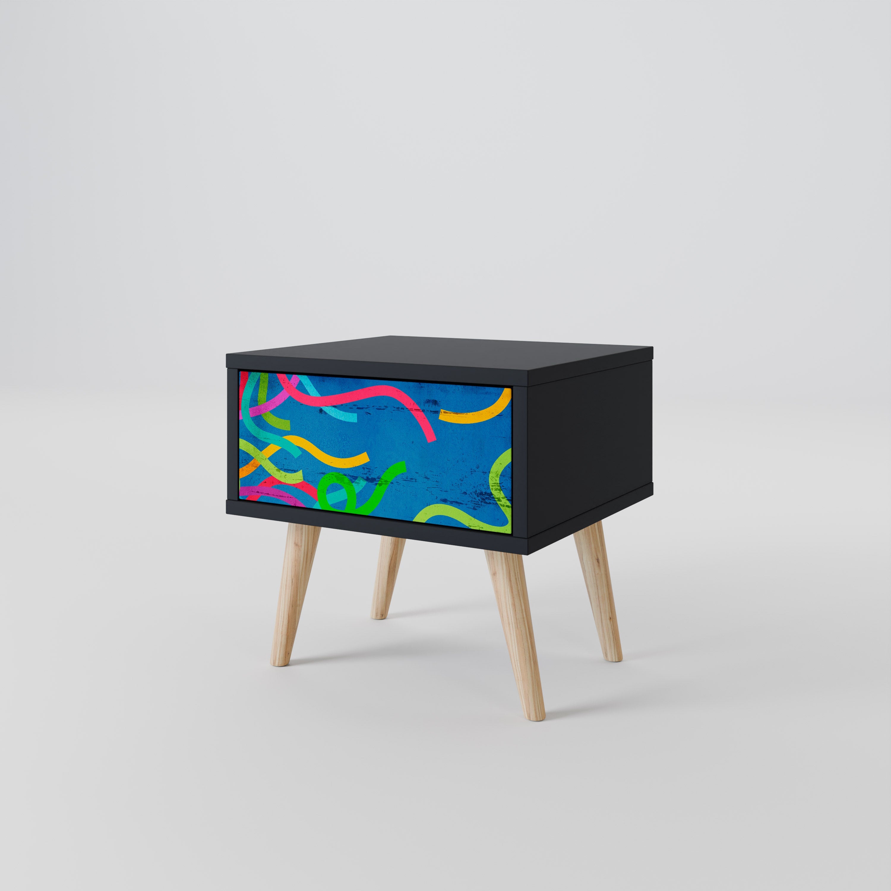 STREAMER TANGLE Nightstand in Black Finish