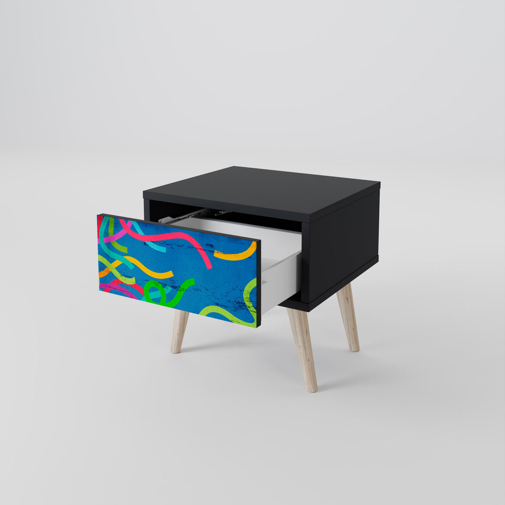Table de chevet STREAMER TANGLE en finition noire