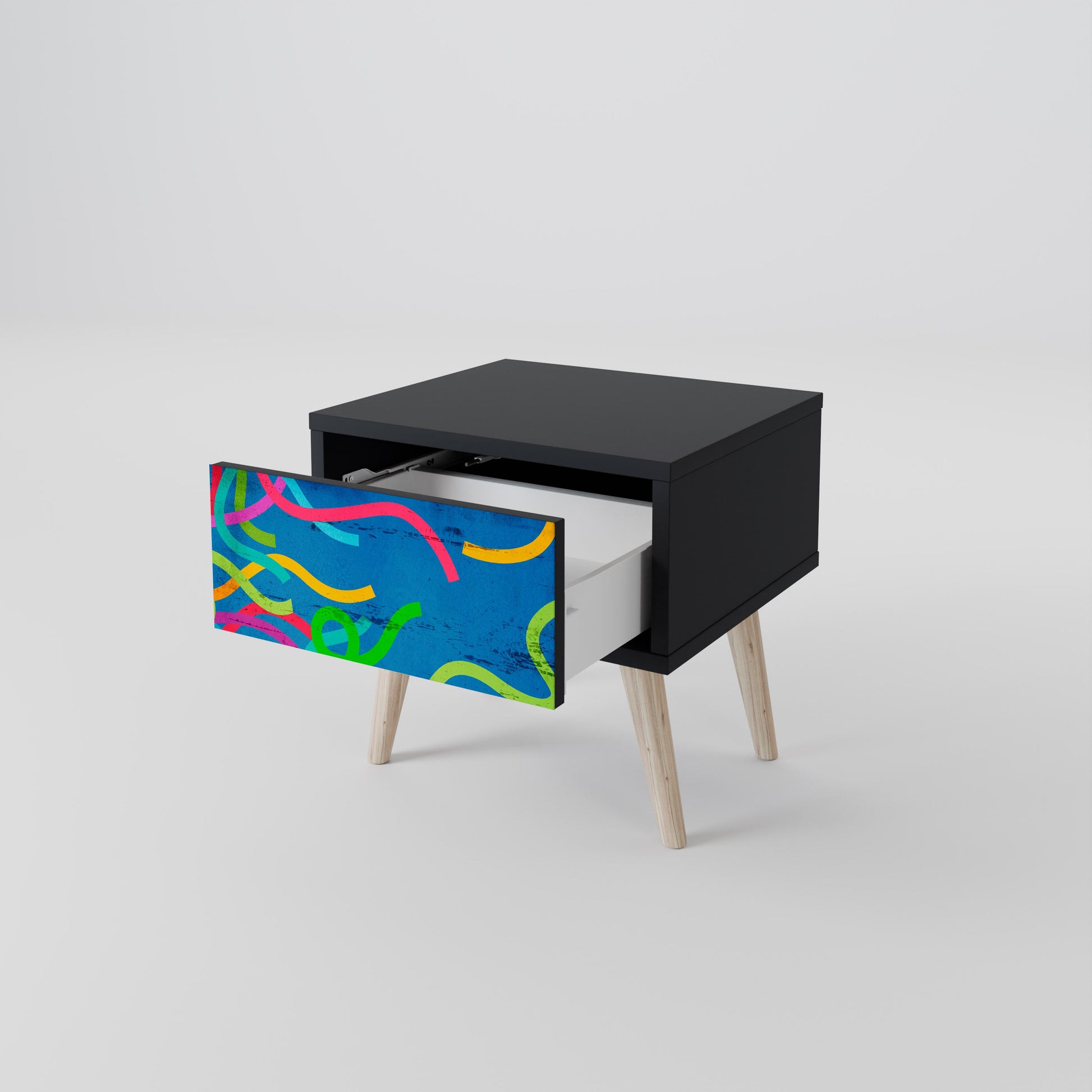 Table de chevet STREAMER TANGLE en finition noire