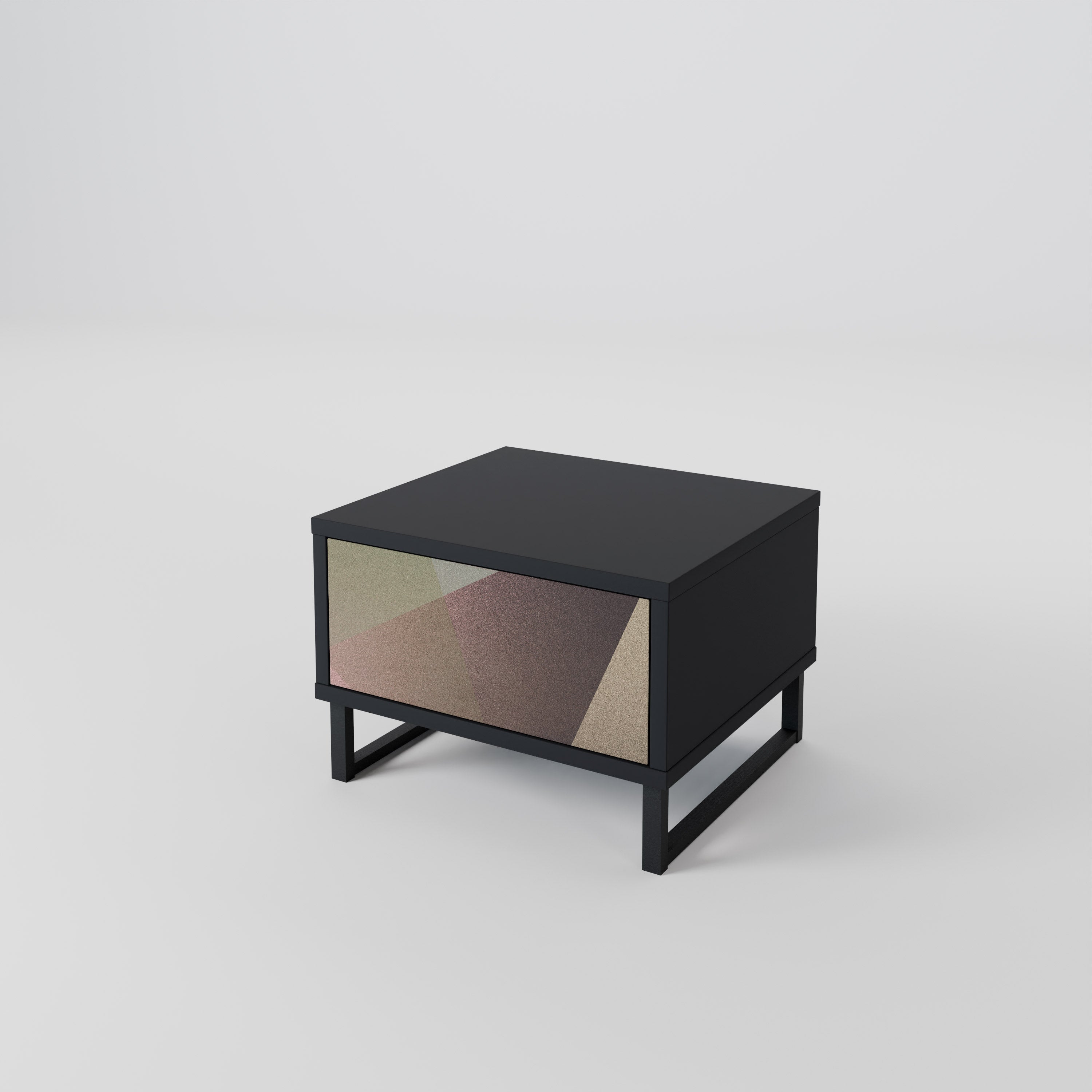 BEIGE GEOMETRY Nightstand in Black Finish
