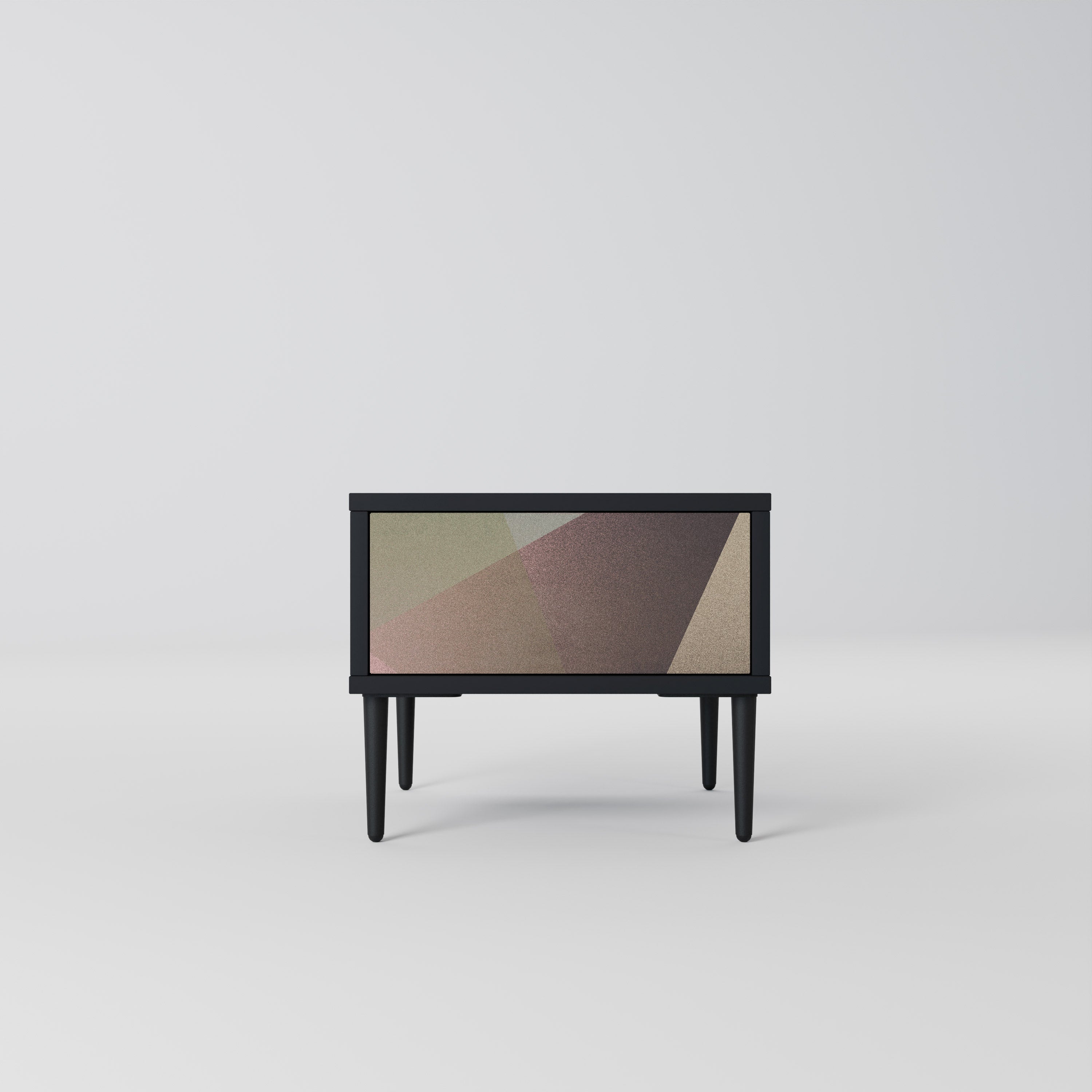 BEIGE GEOMETRY Nightstand in Black Finish